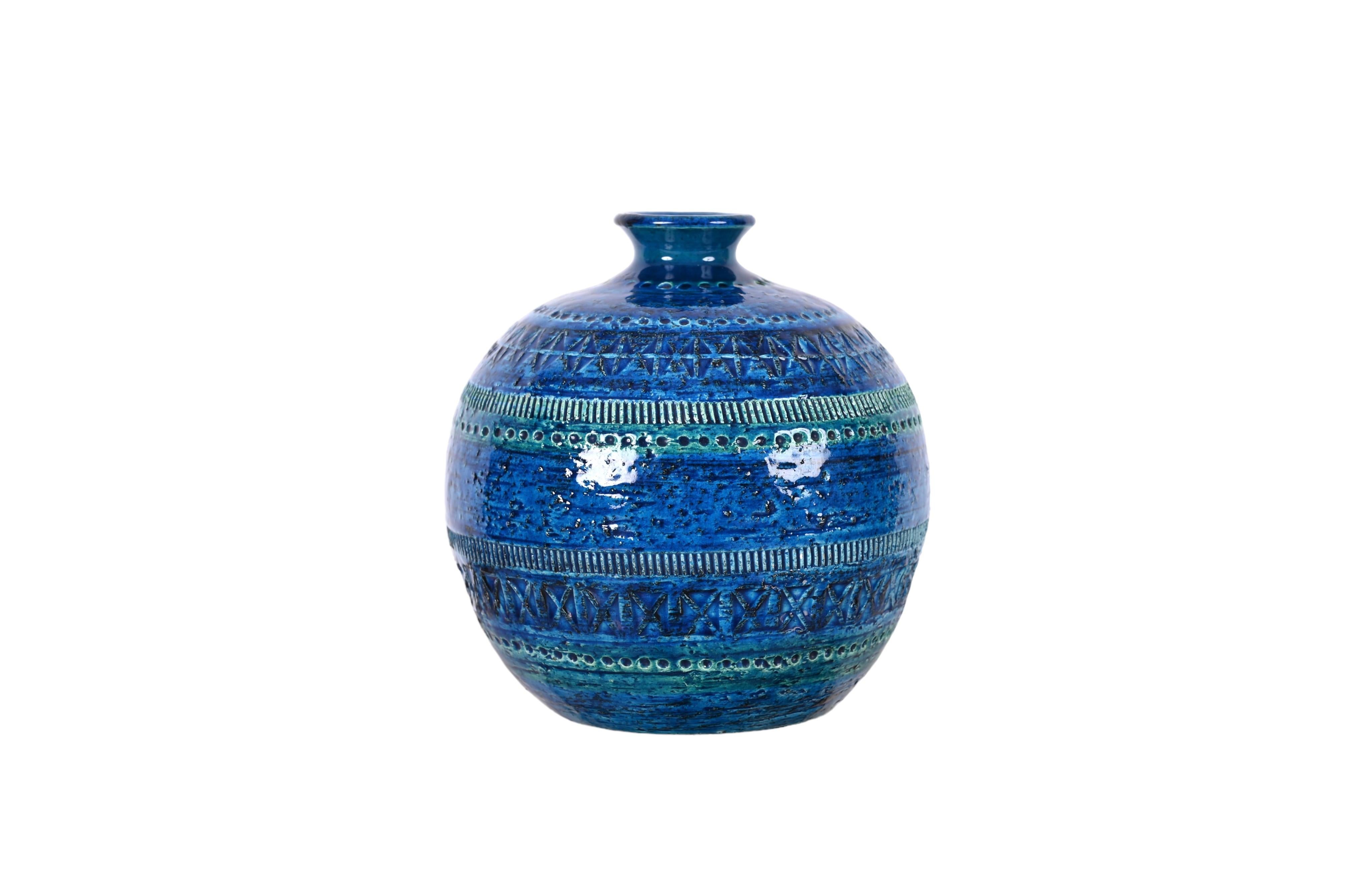 Aldo Londi Terracotta Ceramic Rimini Blue Vase for Bitossi, Italy, 1960s For Sale 3
