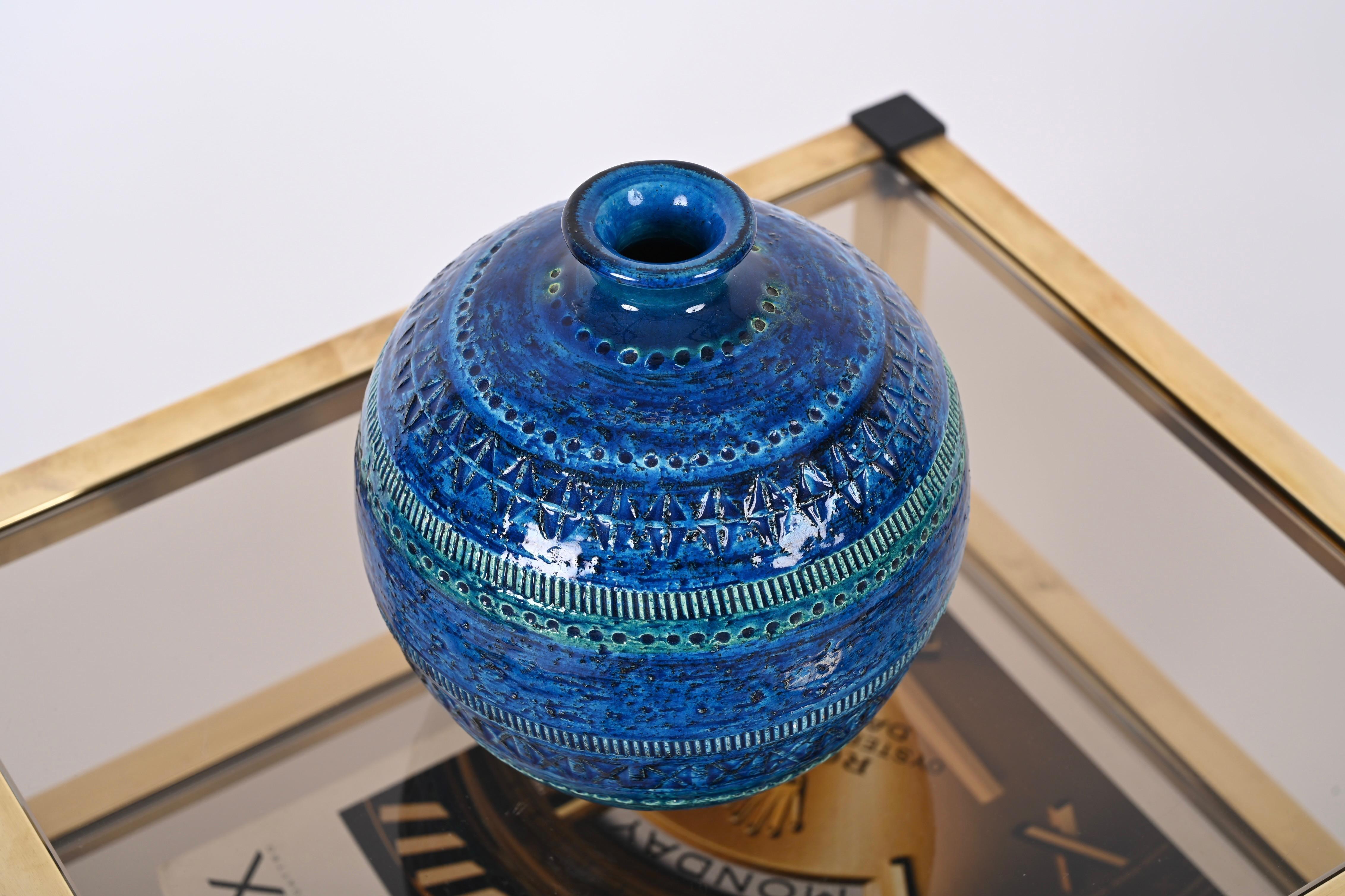 Aldo Londi Terracotta Ceramic Rimini Blue Vase for Bitossi, Italy, 1960s For Sale 4