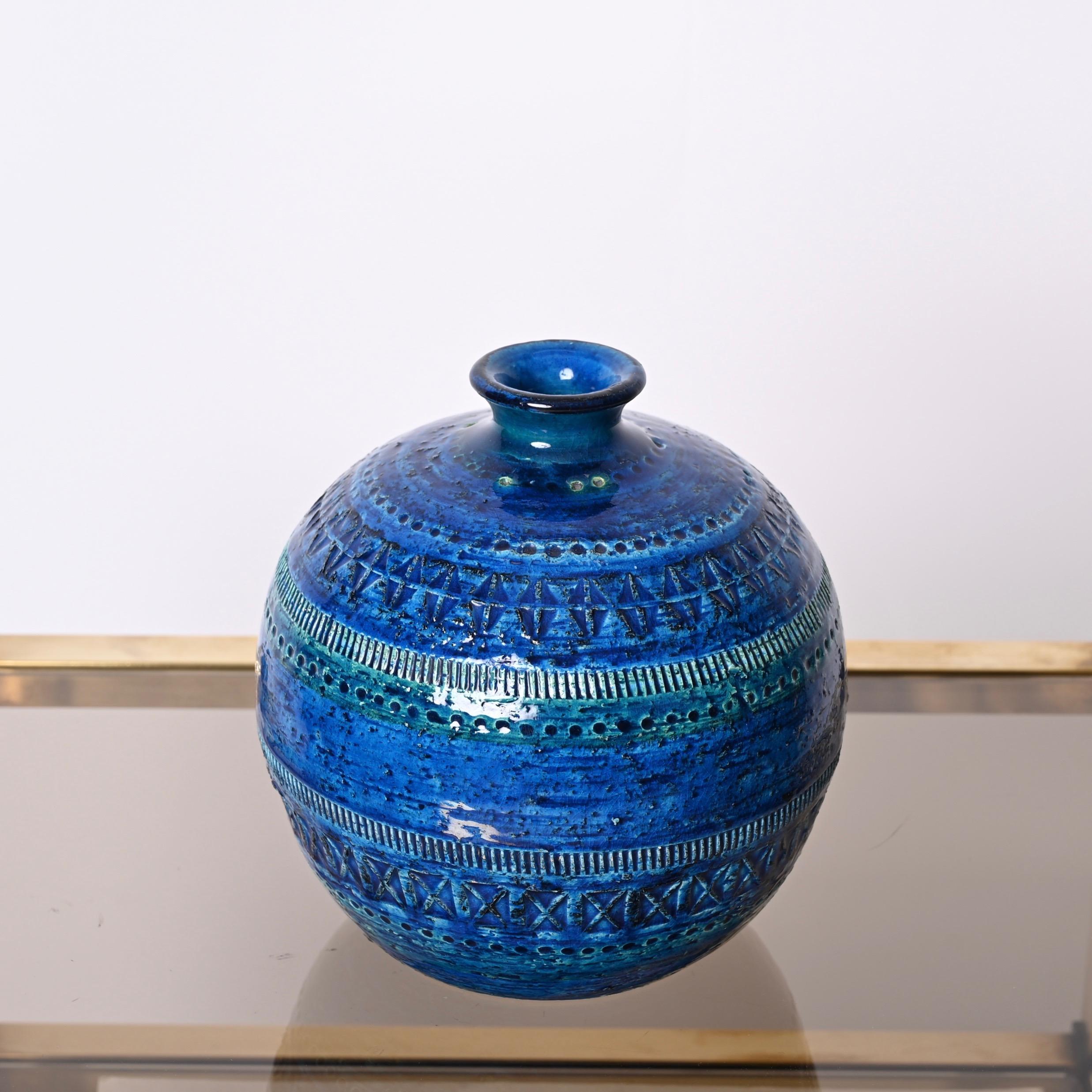 Aldo Londi Terracotta Ceramic Rimini Blue Vase for Bitossi, Italy, 1960s For Sale 6