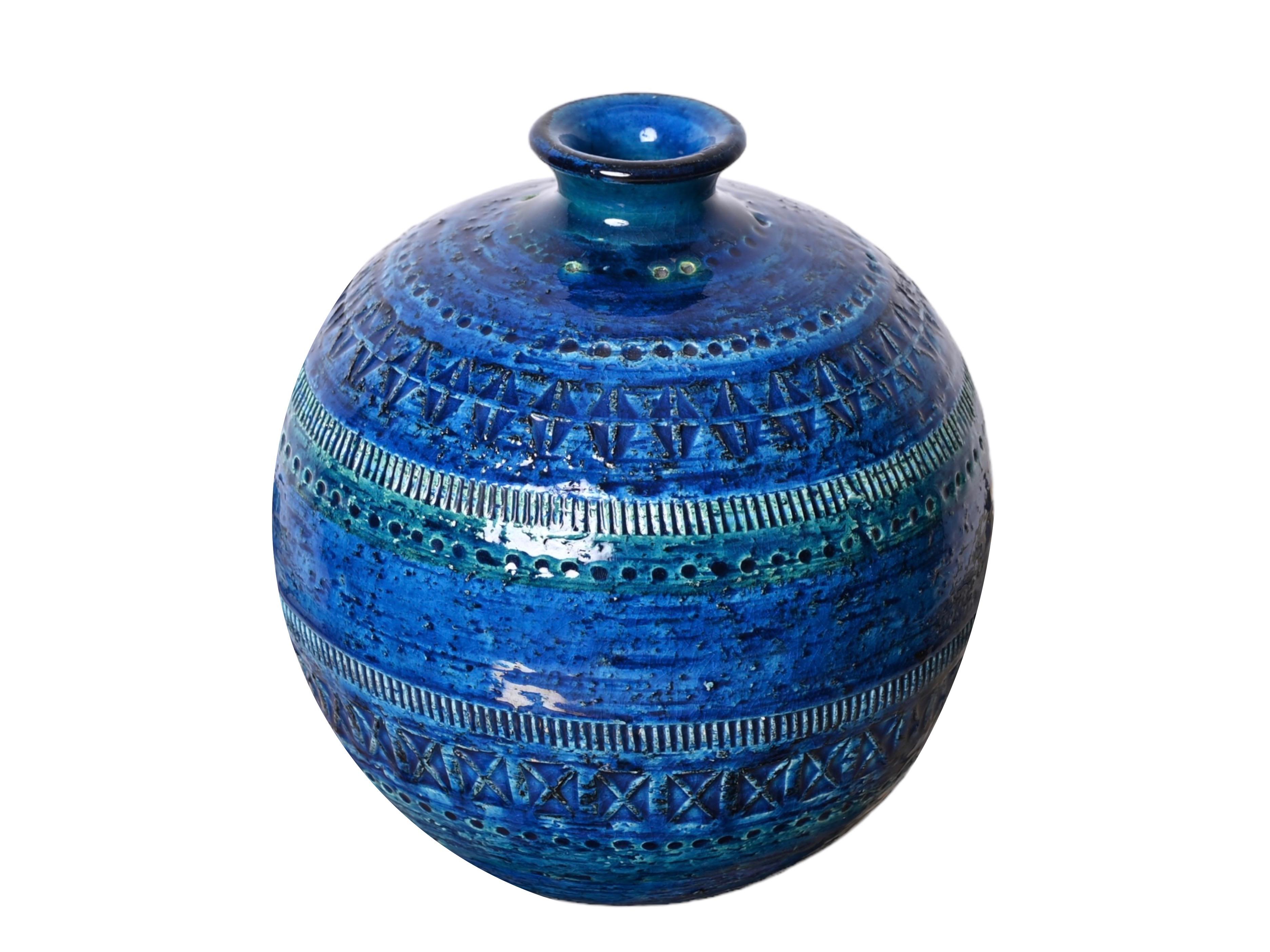 Aldo Londi Terracotta Ceramic Rimini Blue Vase for Bitossi, Italy, 1960s For Sale 7