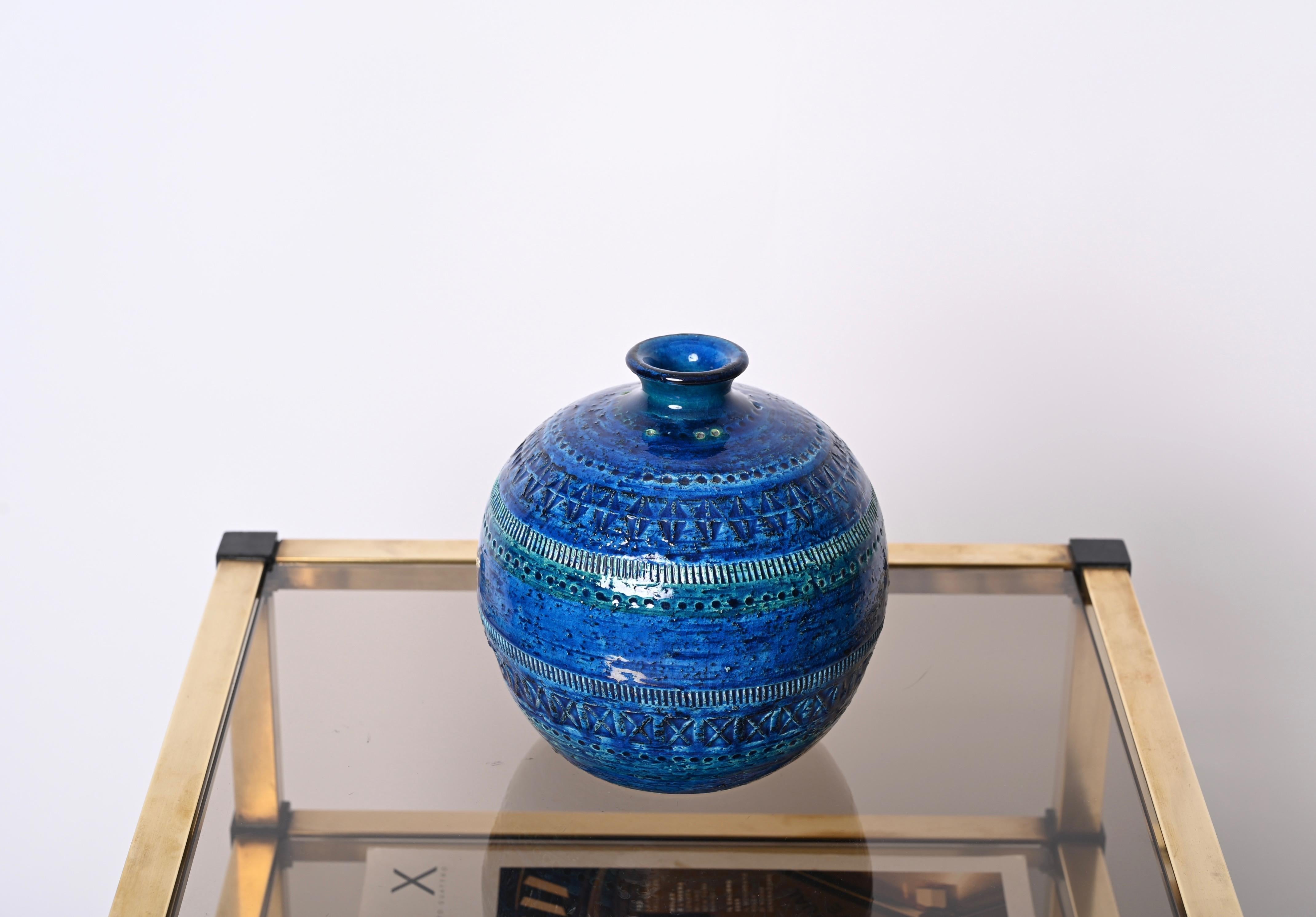 Aldo Londi Terracotta Ceramic Rimini Blue Vase for Bitossi, Italy, 1960s For Sale 8