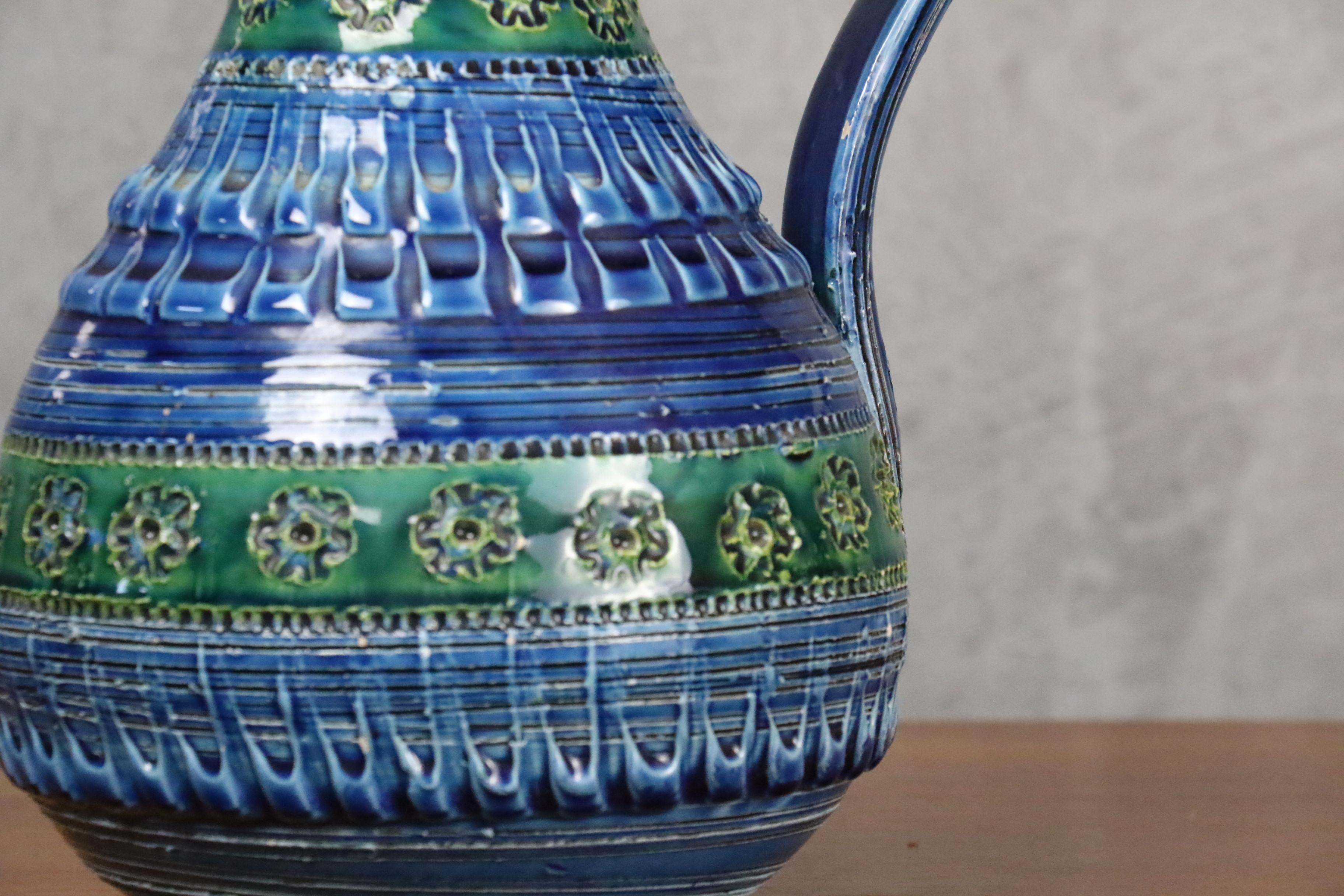 Mid-Century Modern Aldo Londi Terracotta Ceramic Rimini Blue Vase for Bitossi, Italy 1960s For Sale