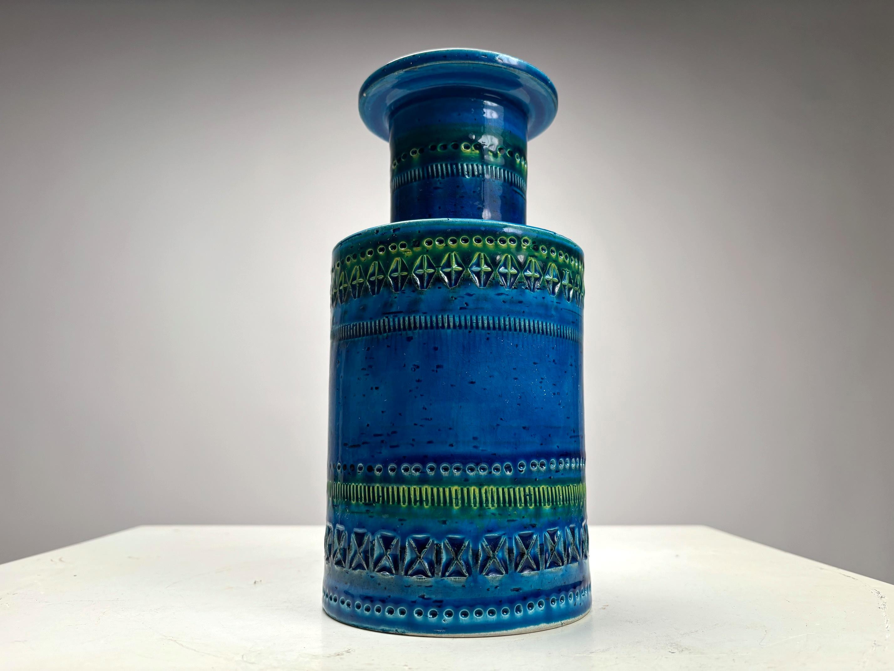 Mid-Century moderno Vaso Rimini Blu in Terracotta di Aldo Londi per Bitossi, Italia, anni '60 in vendita