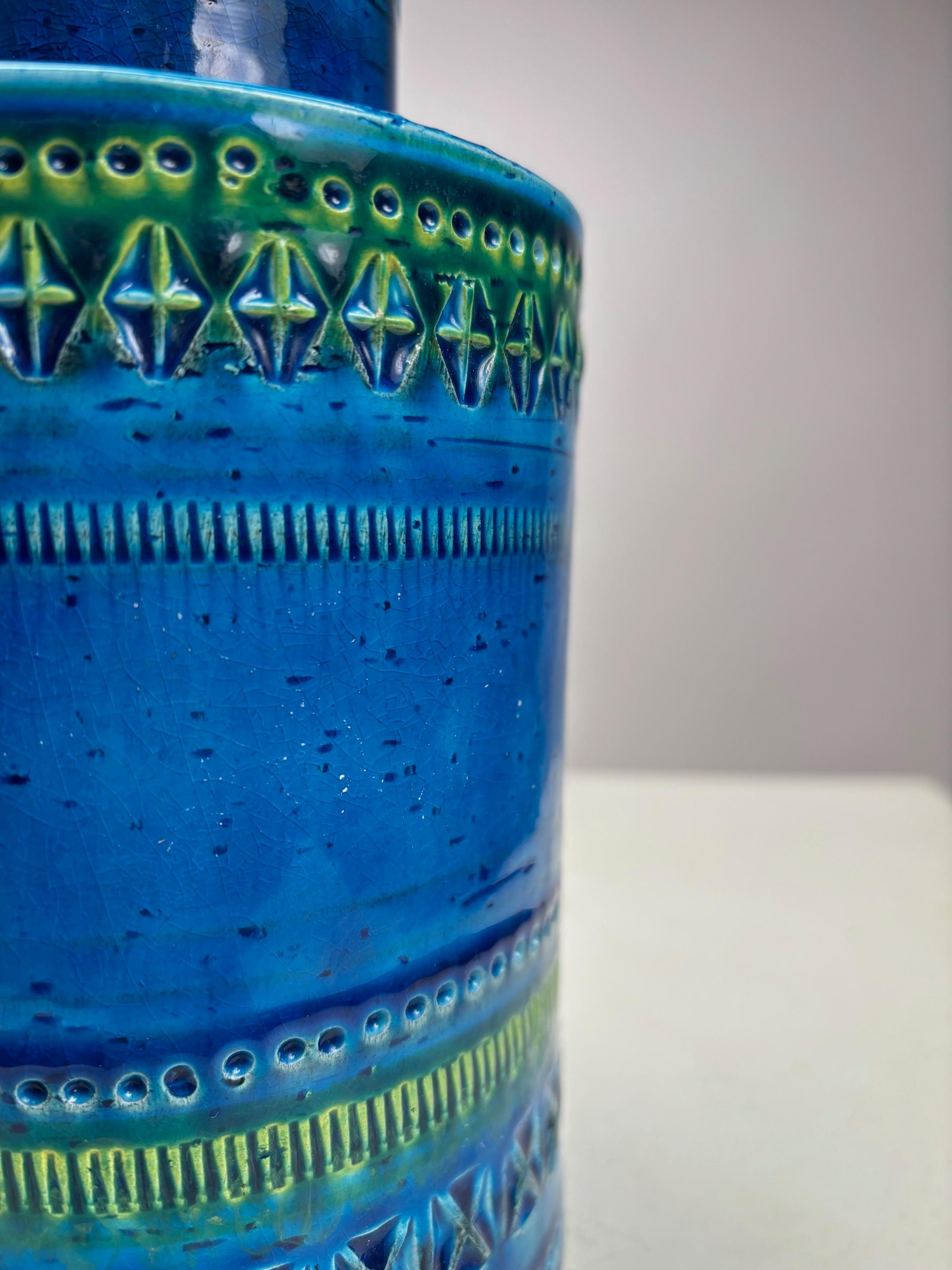 Italiano Vaso Rimini Blu in Terracotta di Aldo Londi per Bitossi, Italia, anni '60 in vendita