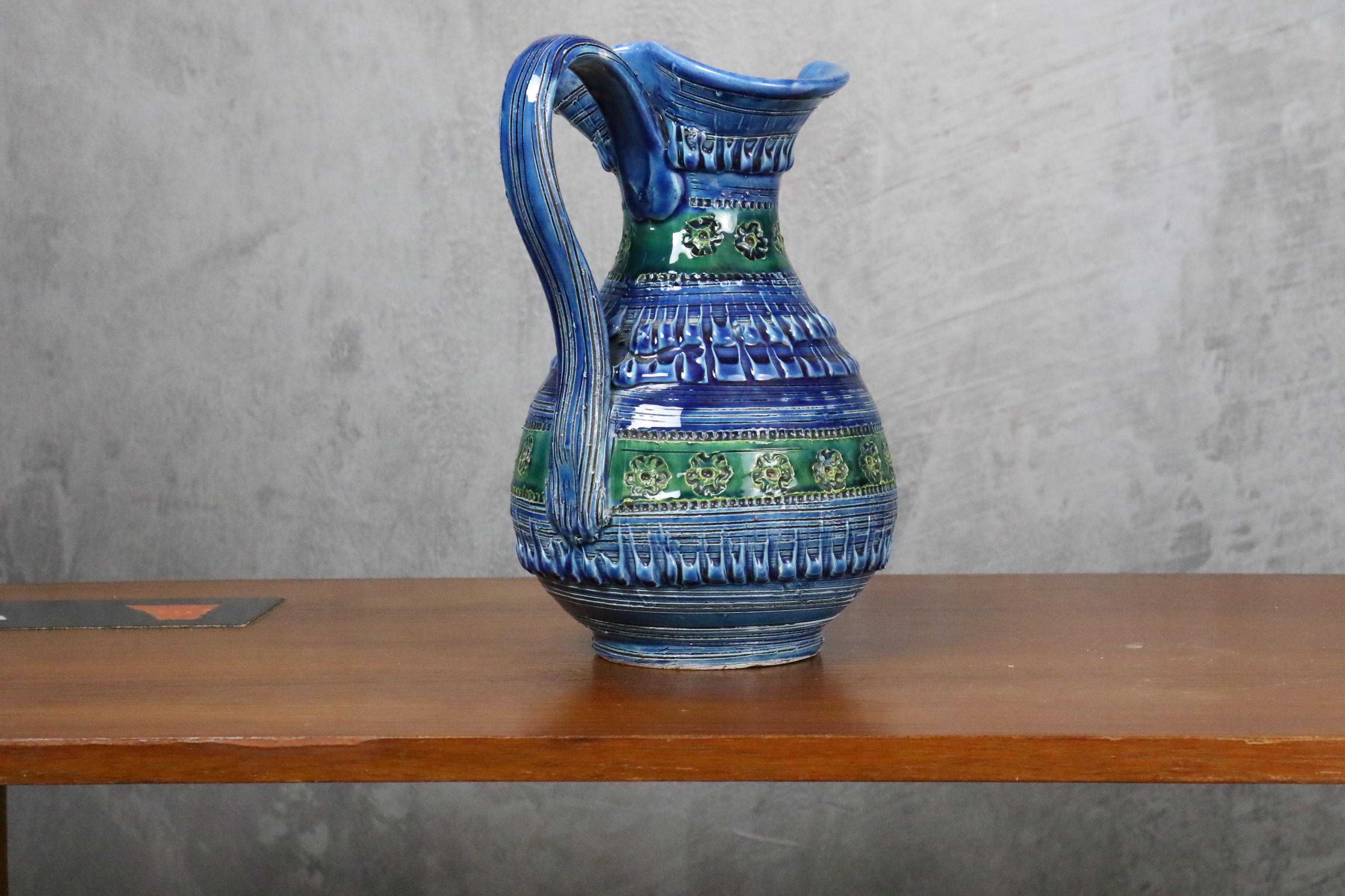 Enameled Aldo Londi Terracotta Ceramic Rimini Blue Vase for Bitossi, Italy 1960s For Sale