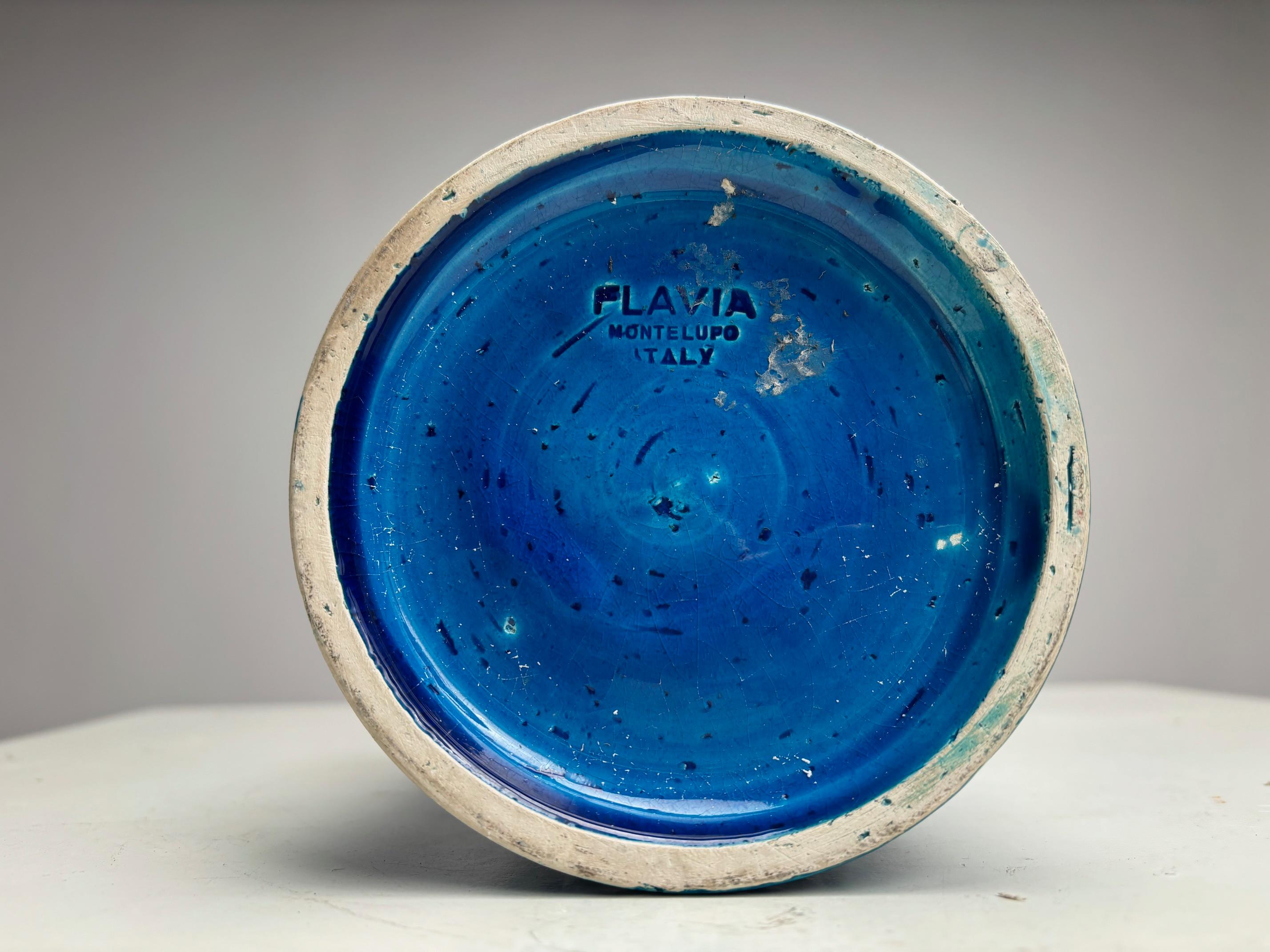 Metà XX secolo Vaso Rimini Blu in Terracotta di Aldo Londi per Bitossi, Italia, anni '60 in vendita