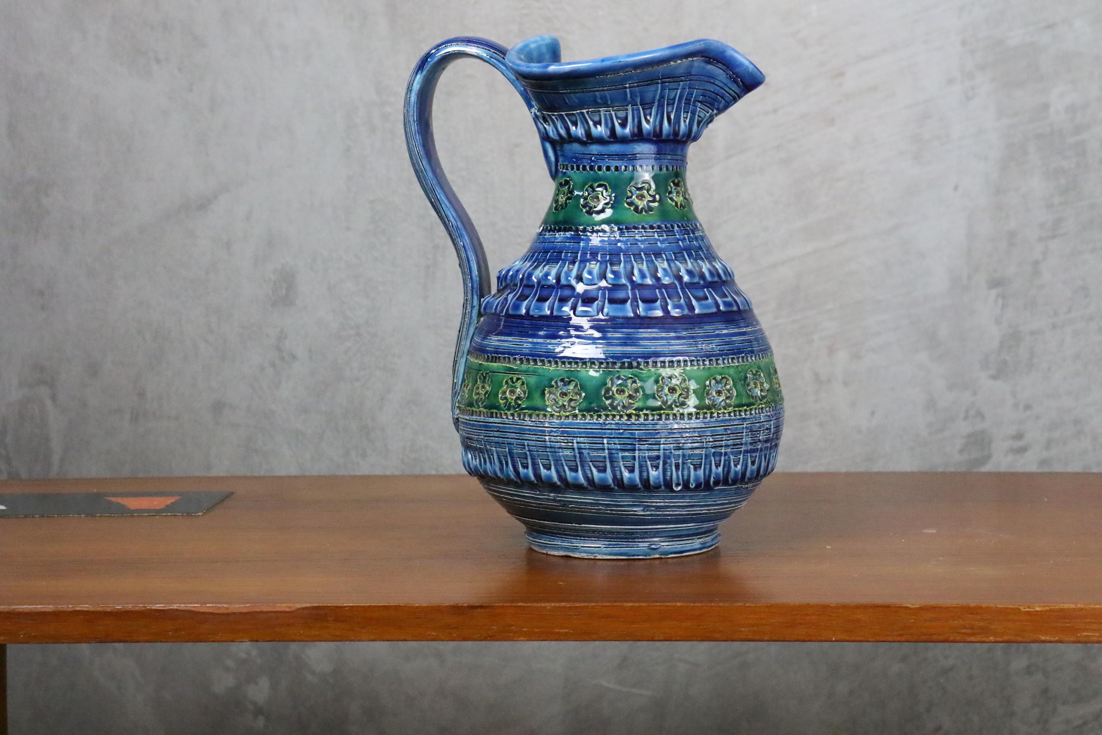 Terrakotta-Keramik-Vase Rimini in Blau von Aldo Londi für Bitossi, Italien 1960er Jahre (20. Jahrhundert) im Angebot