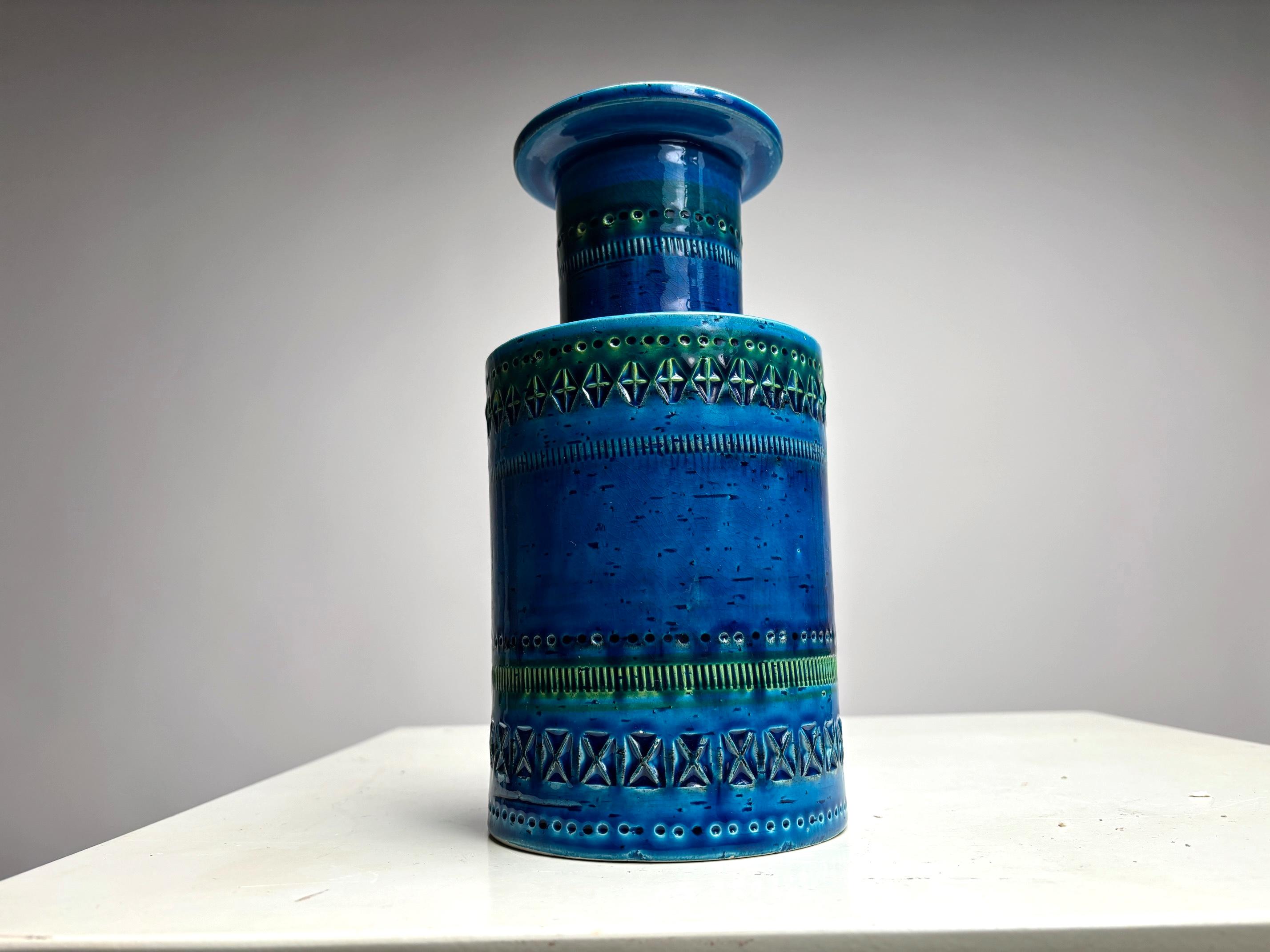Vaso Rimini Blu in Terracotta di Aldo Londi per Bitossi, Italia, anni '60 in vendita 1