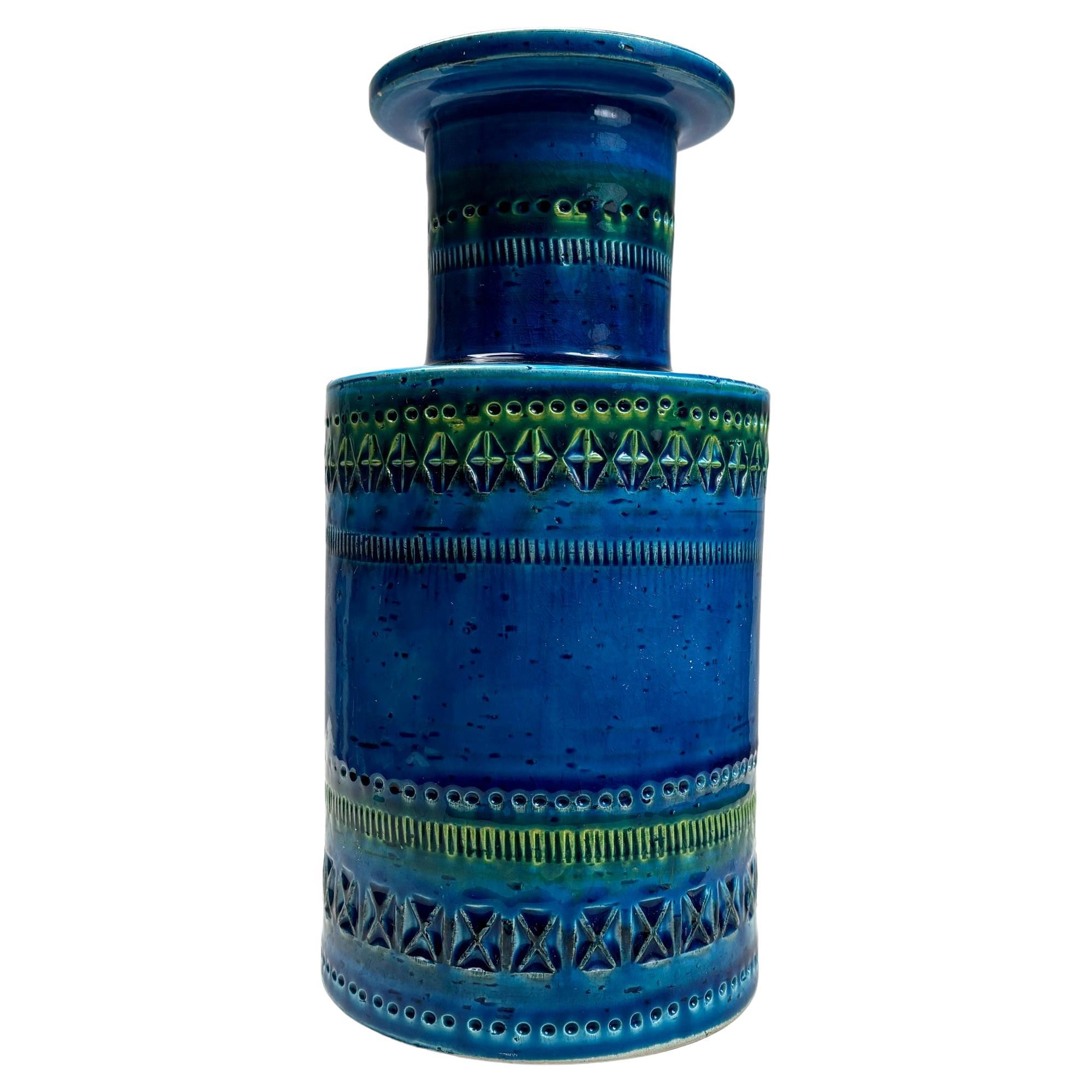 Vaso Rimini Blu in Terracotta di Aldo Londi per Bitossi, Italia, anni '60 in vendita