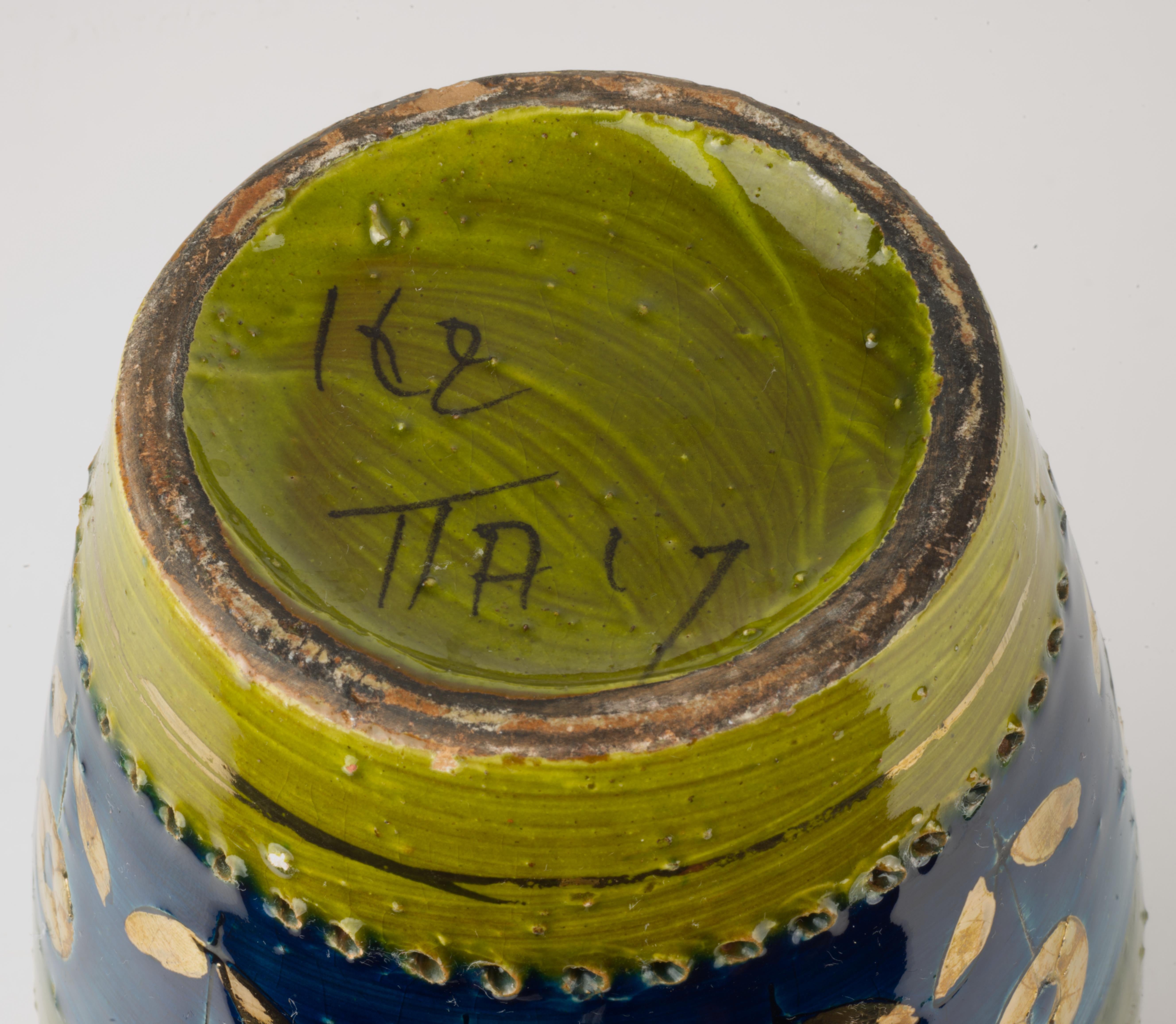 Aldo Londi Thai Silk Vase, Bitossi for Rosenthal Netter, Blue, Green, Gold For Sale 3