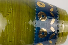 Aldo Londi Thai Silk Vase, Bitossi for Rosenthal Netter, Blue, Green, Gold