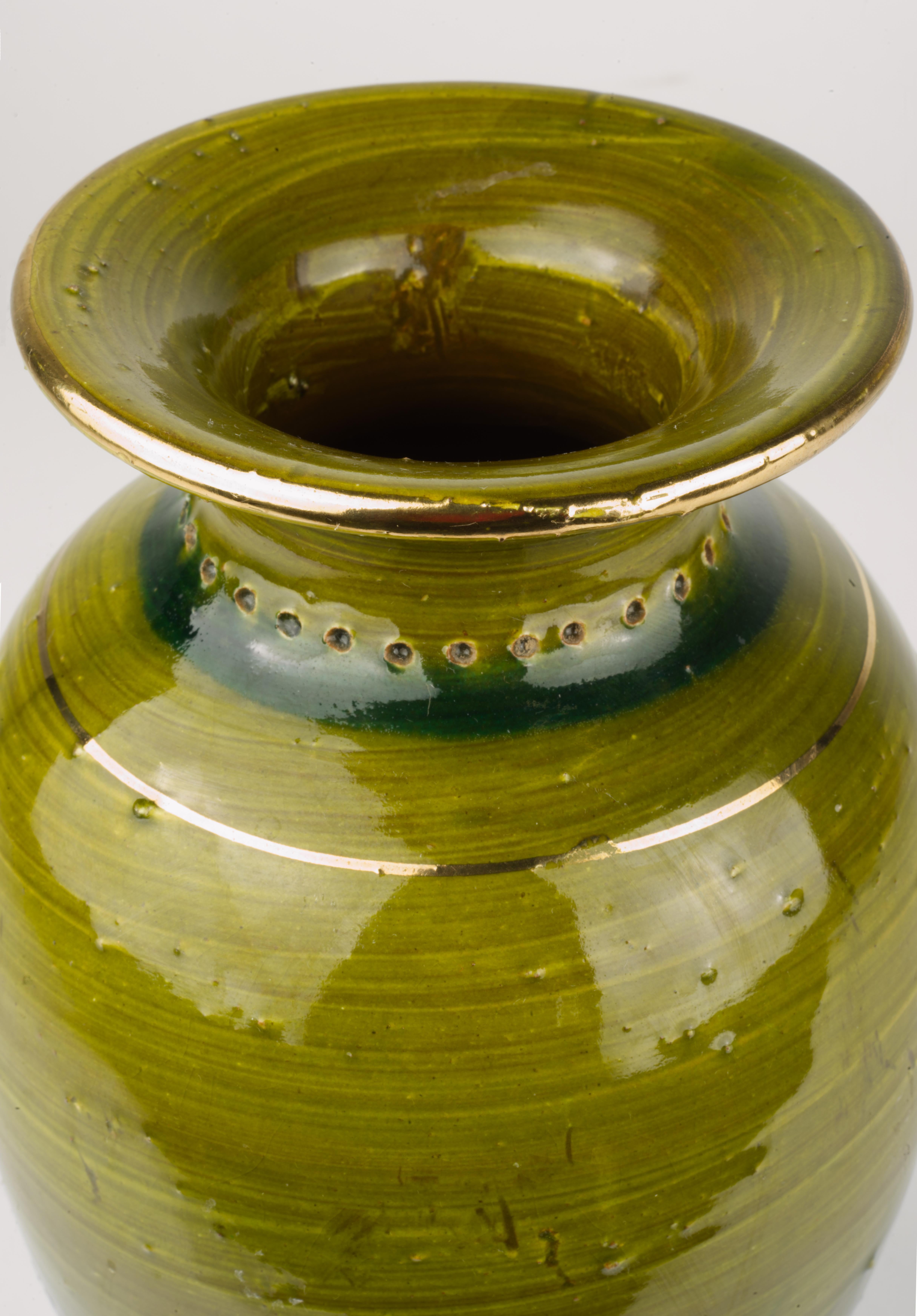 Aldo Londi Thai Silk Vase, Bitossi for Rosenthal Netter, Blue, Green, Gold For Sale 1