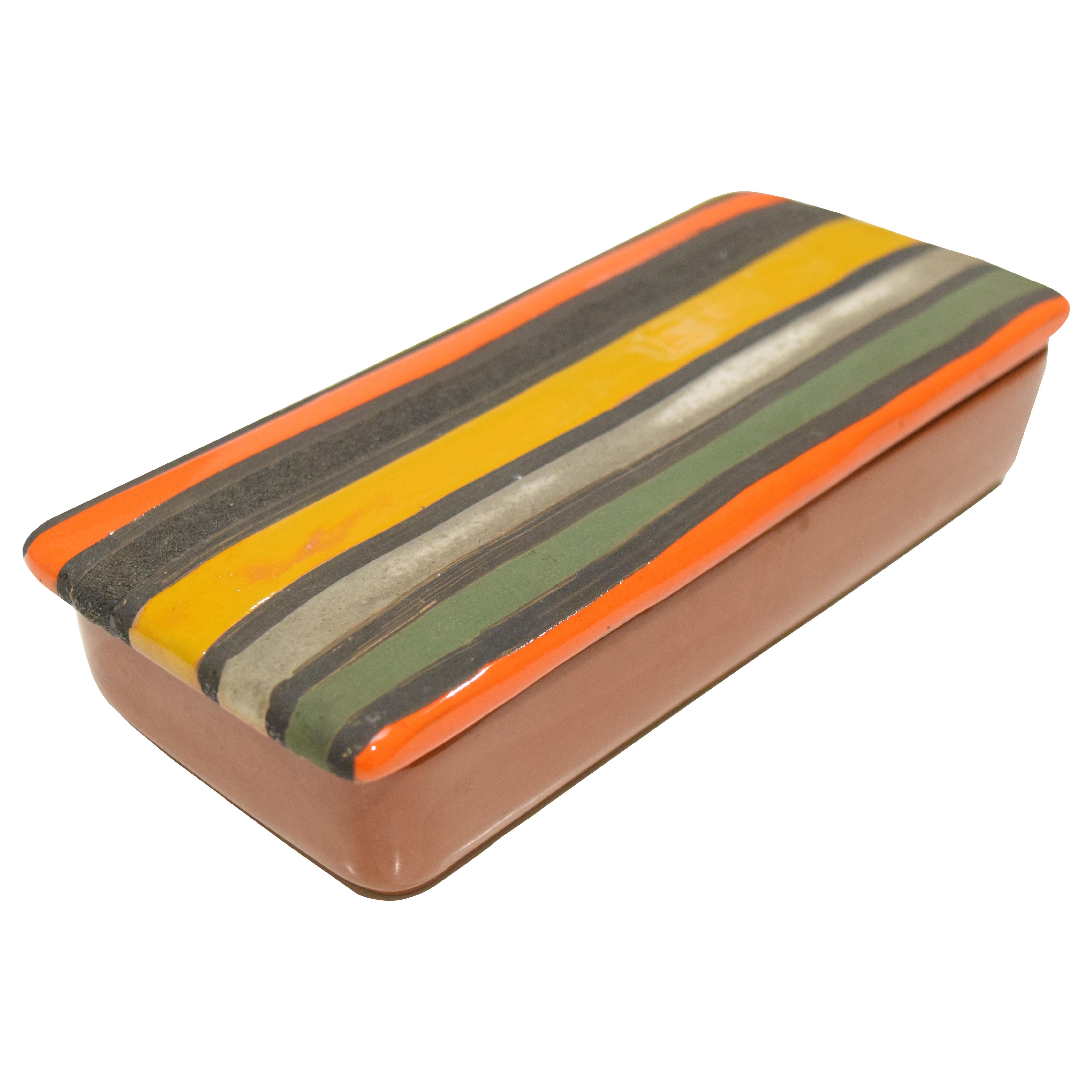 Spectacular banded ceramic box from the 