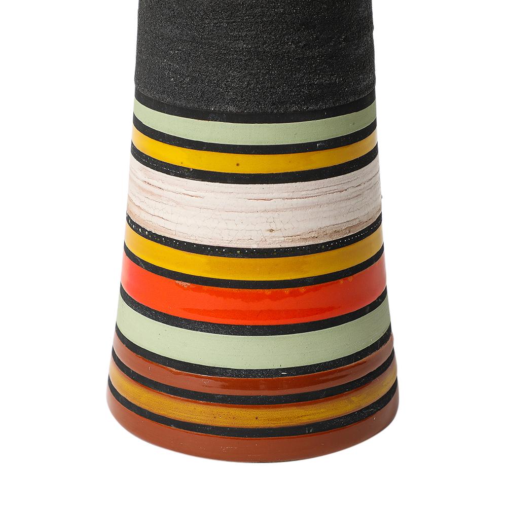 Jarrón Aldo Londi Thailandia, Cerámica, Rayas, Naranja, Negro, Blanco, Firmado en venta 2