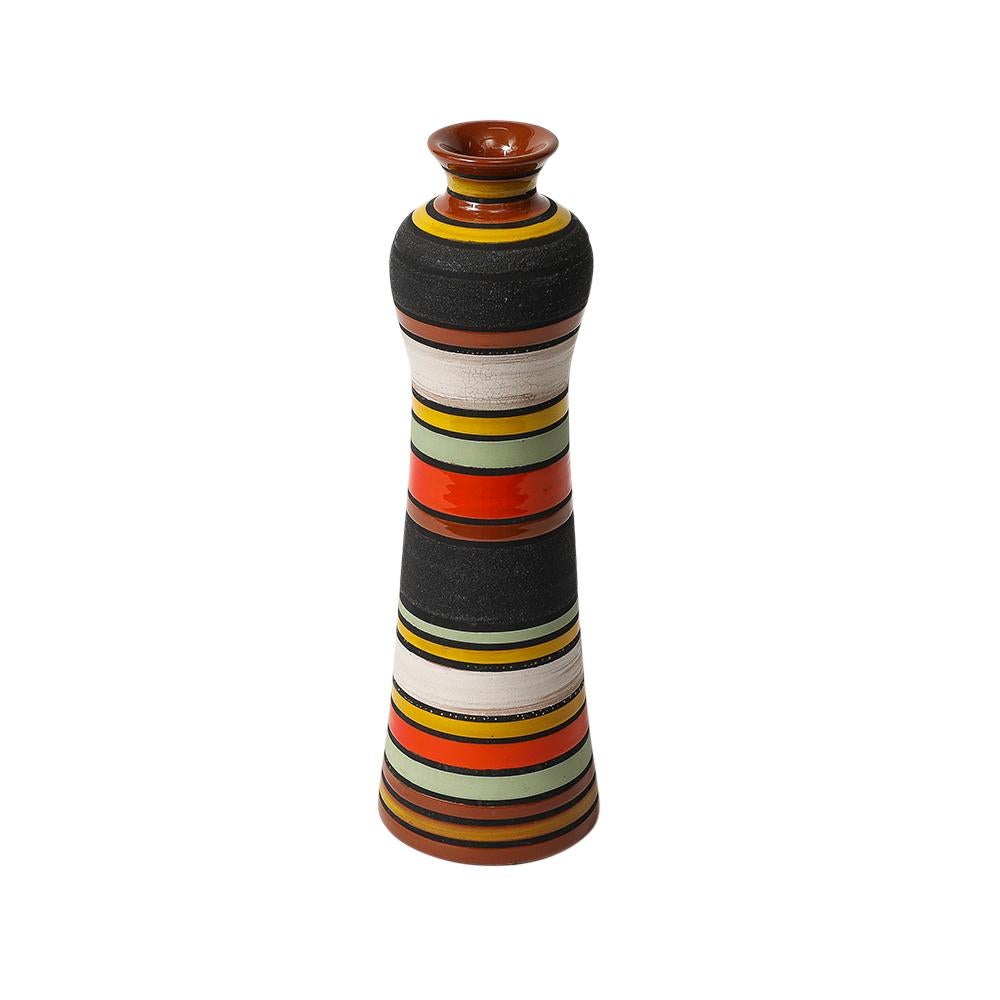 Jarrón Aldo Londi Thailandia, Cerámica, Rayas, Naranja, Negro, Blanco, Firmado en venta 3