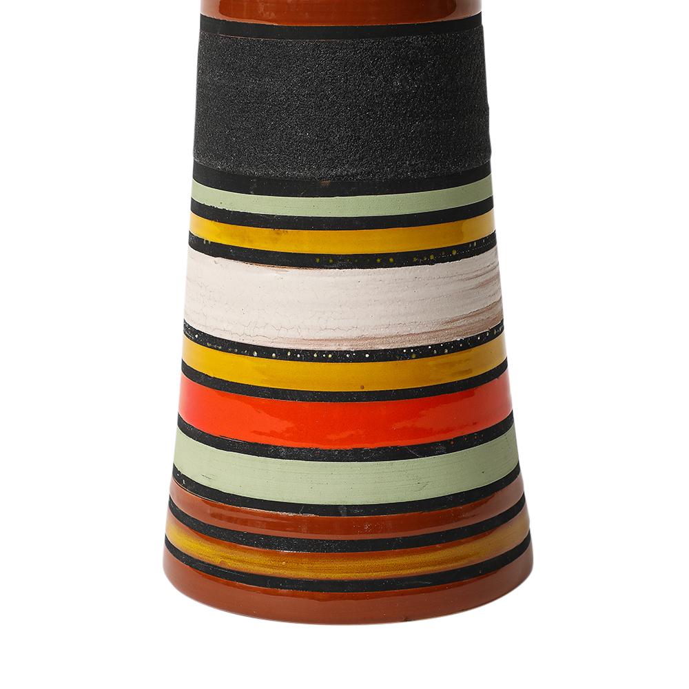 Jarrón Aldo Londi Thailandia, Cerámica, Rayas, Naranja, Negro, Blanco, Firmado en venta 4