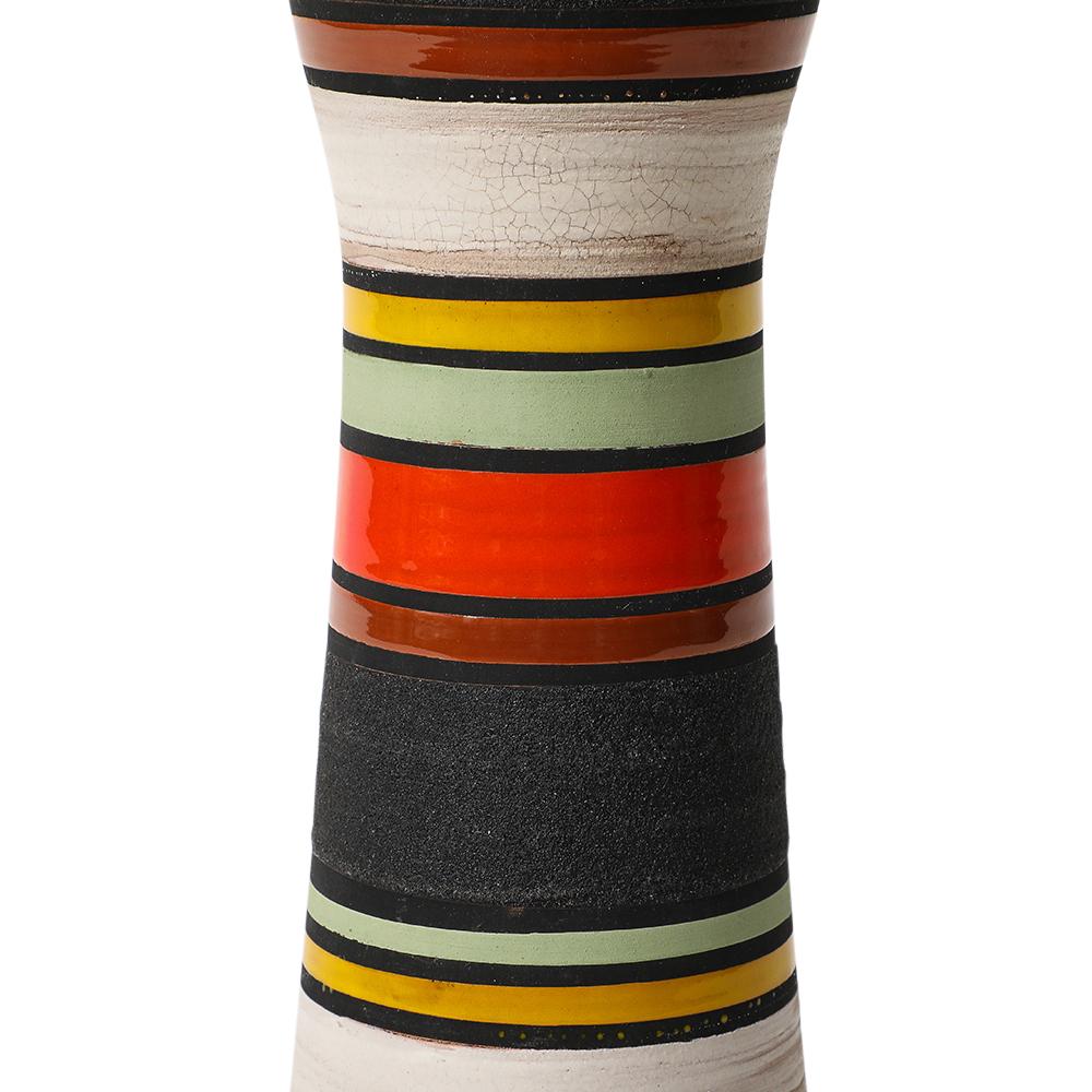 Jarrón Aldo Londi Thailandia, Cerámica, Rayas, Naranja, Negro, Blanco, Firmado en venta 5