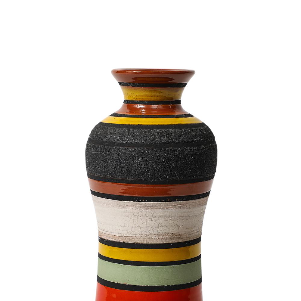 Jarrón Aldo Londi Thailandia, Cerámica, Rayas, Naranja, Negro, Blanco, Firmado en venta 6