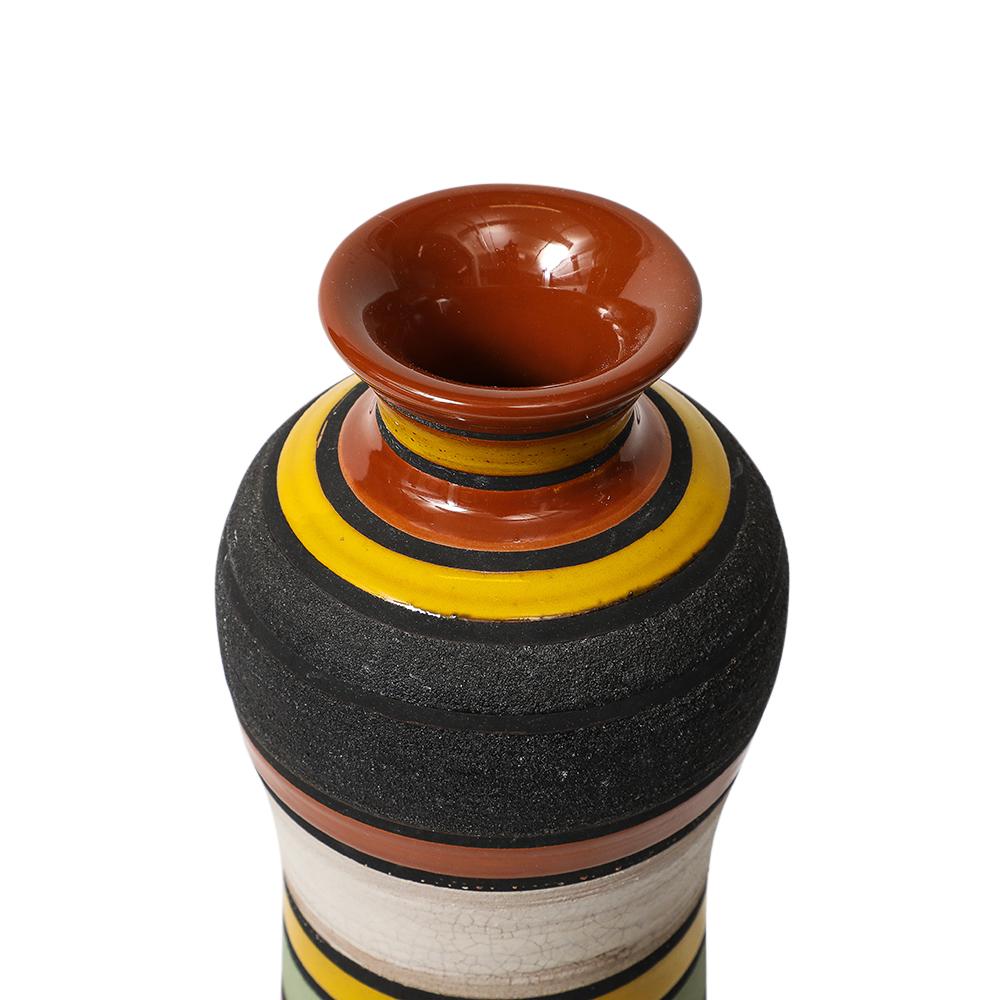 Jarrón Aldo Londi Thailandia, Cerámica, Rayas, Naranja, Negro, Blanco, Firmado en venta 7