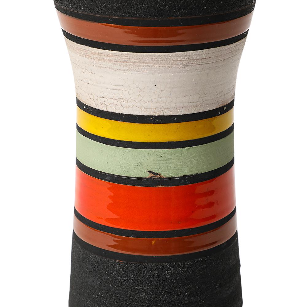 Jarrón Aldo Londi Thailandia, Cerámica, Rayas, Naranja, Negro, Blanco, Firmado en Bueno estado para la venta en New York, NY