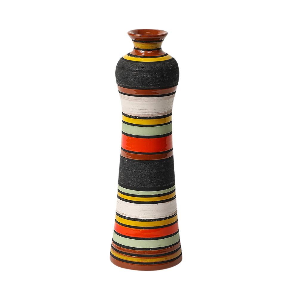 Jarrón Aldo Londi Thailandia, Cerámica, Rayas, Naranja, Negro, Blanco, Firmado mediados del siglo XX en venta