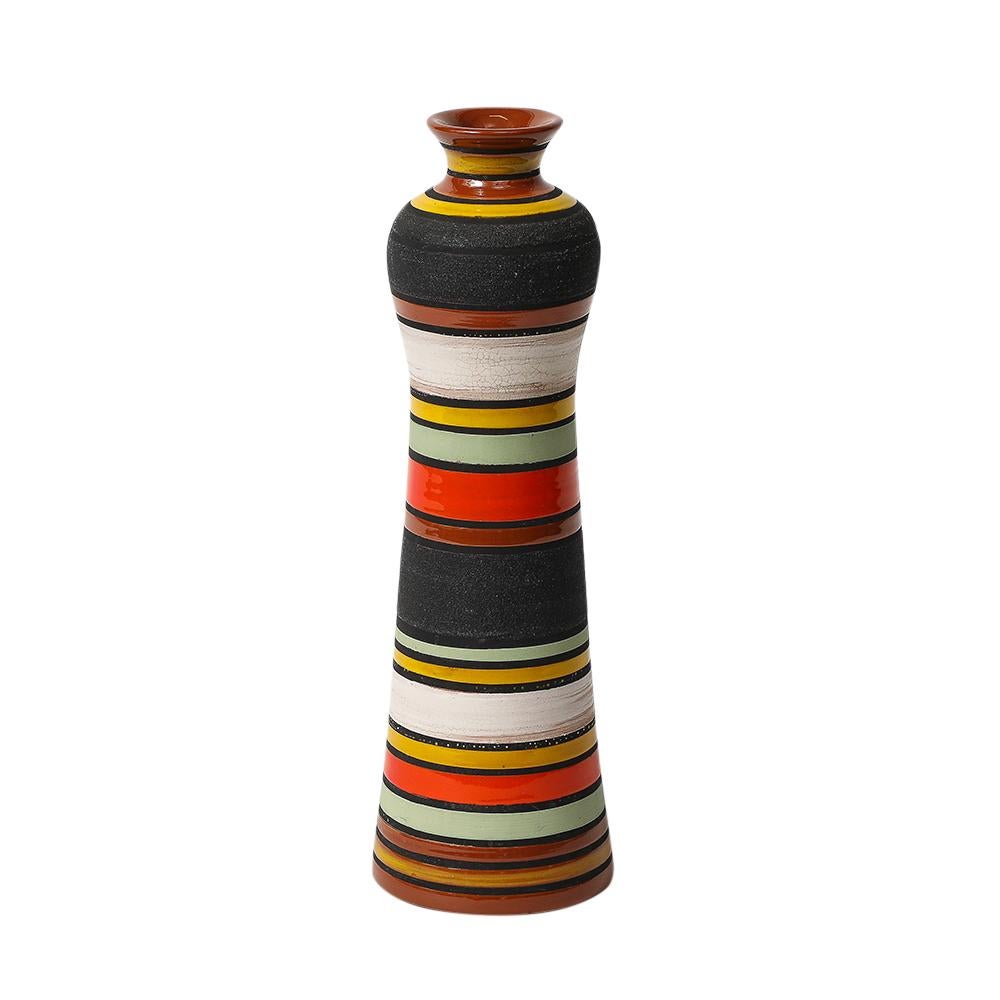 Jarrón Aldo Londi Thailandia, Cerámica, Rayas, Naranja, Negro, Blanco, Firmado Cerámico en venta
