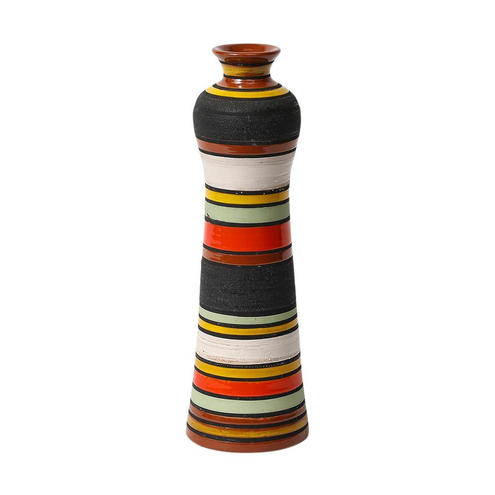 Jarrón Aldo Londi Thailandia, Cerámica, Rayas, Naranja, Negro, Blanco, Firmado en venta 1