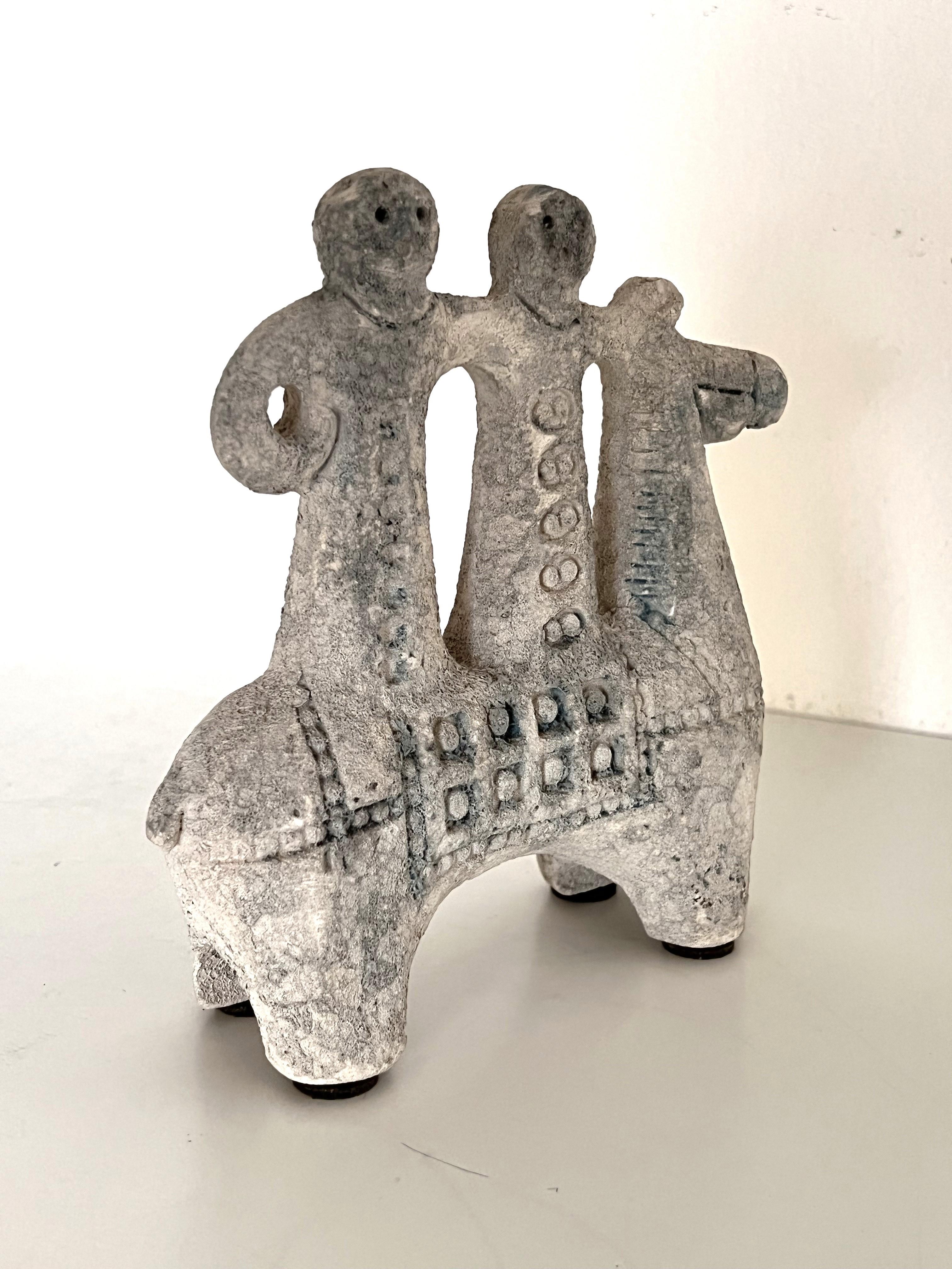 Hand-Crafted Aldo Londi Two Riders on one Horse Scavo Design, Italy 1960s For Sale