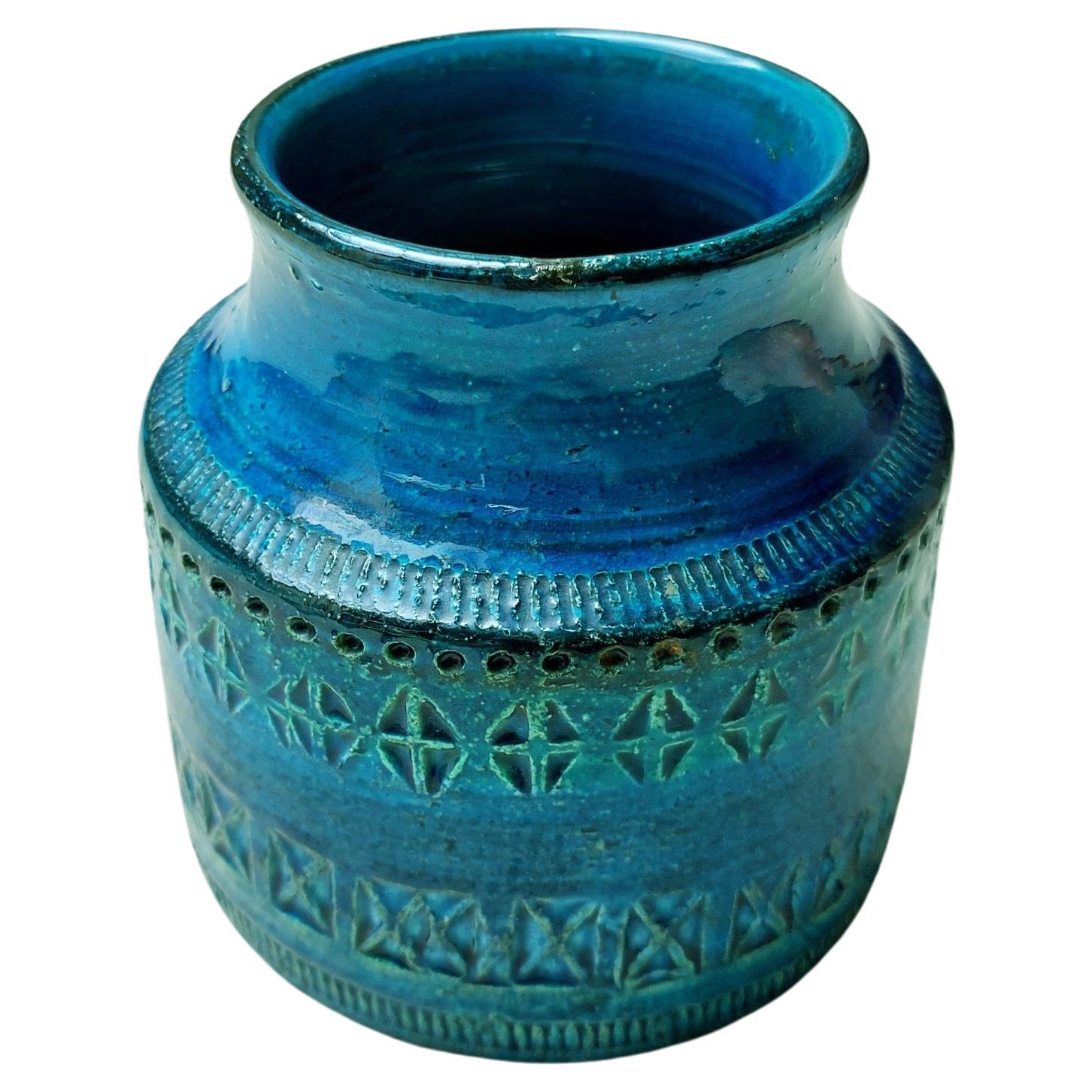 Hand-Crafted Aldo Londi Vase für Bitossi • 'Rimini Blue' Serie 1960er Jahre • Italien For Sale