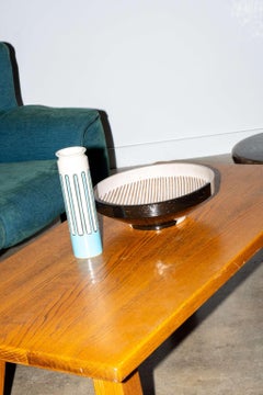 Aldo Londi Vaso Cilindrico Turquoise Ceramic Vase for Bitossi, Italy