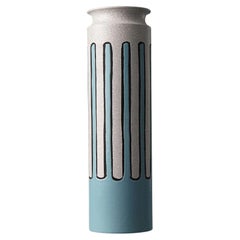Aldo Londi Vaso Cilindrico Turquoise Ceramic Vase for Bitossi, Italy
