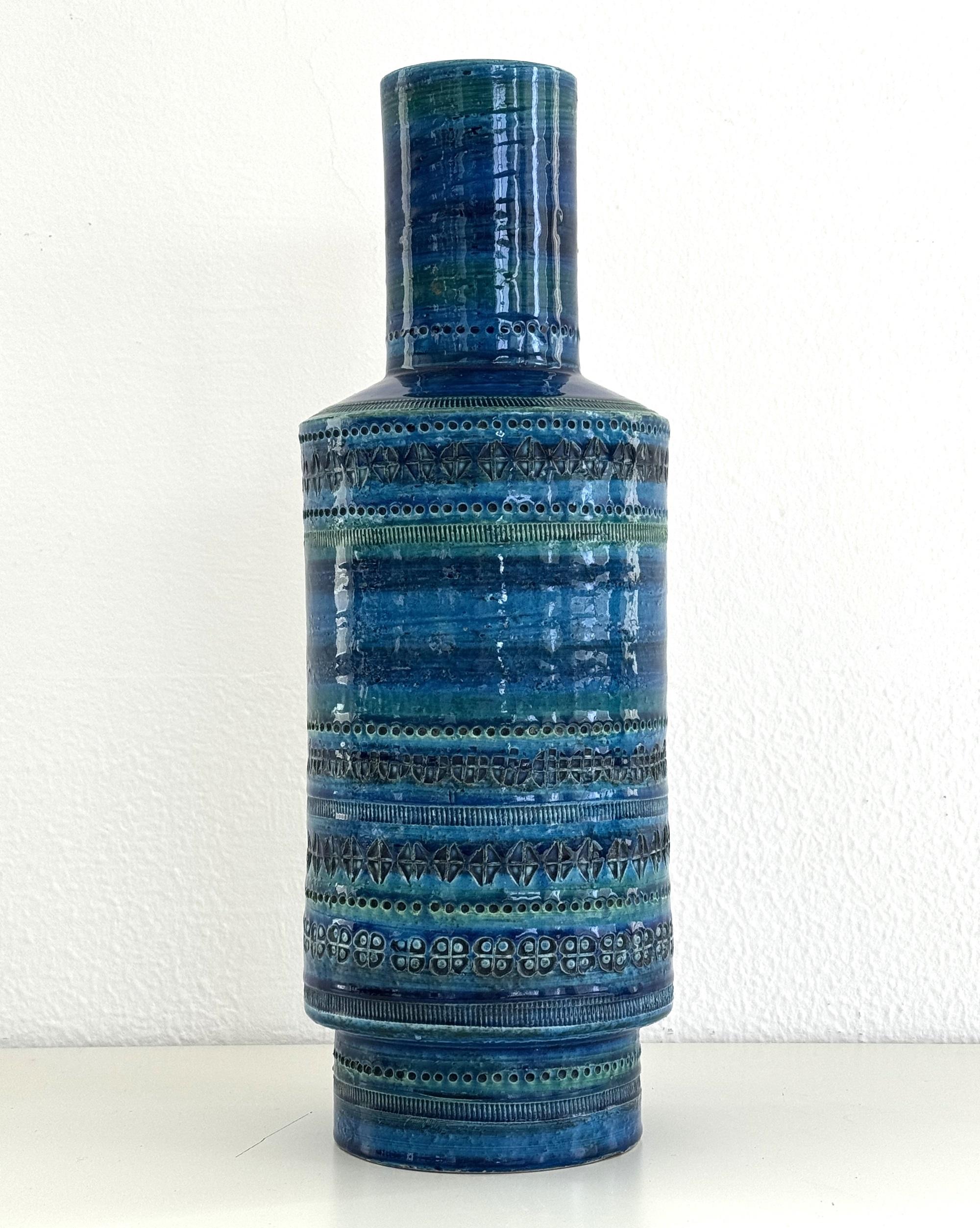 Jarrón XL Aldo Londi en decoración azul Rimini para Bitossi, años 60 Italiano en venta