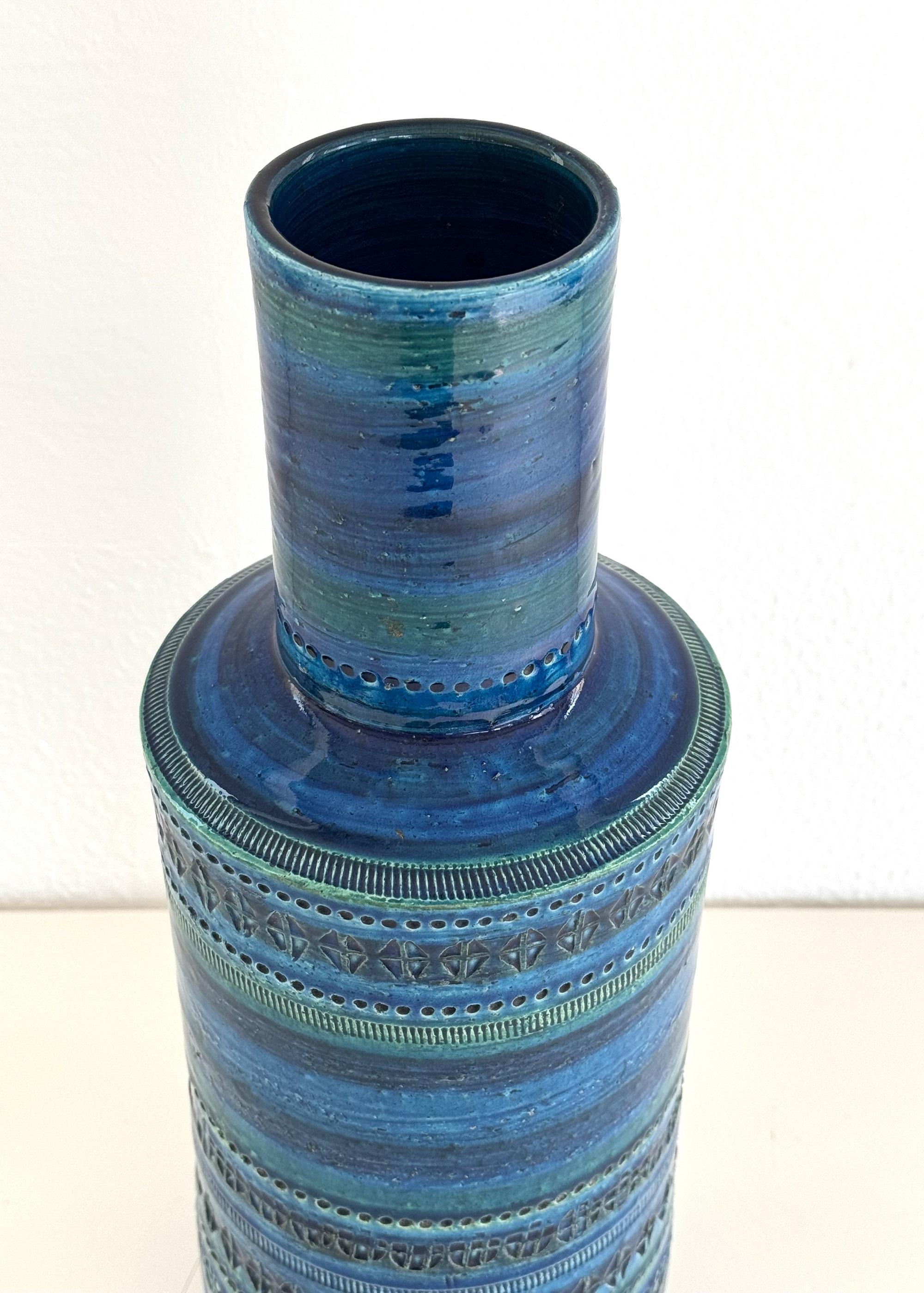 Jarrón XL Aldo Londi en decoración azul Rimini para Bitossi, años 60 en Bueno estado para la venta en Morazzone, Varese