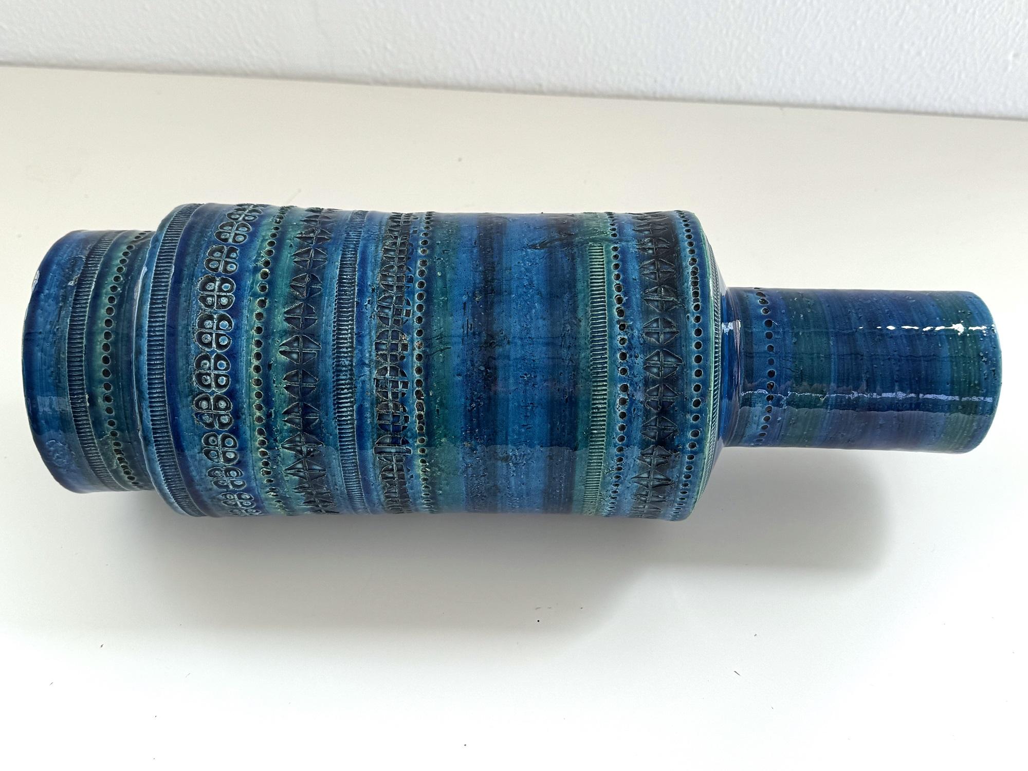 Jarrón XL Aldo Londi en decoración azul Rimini para Bitossi, años 60 Cerámico en venta