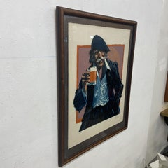 1970s Aldo Luongo Hawk and Mug Lithograph limited edition