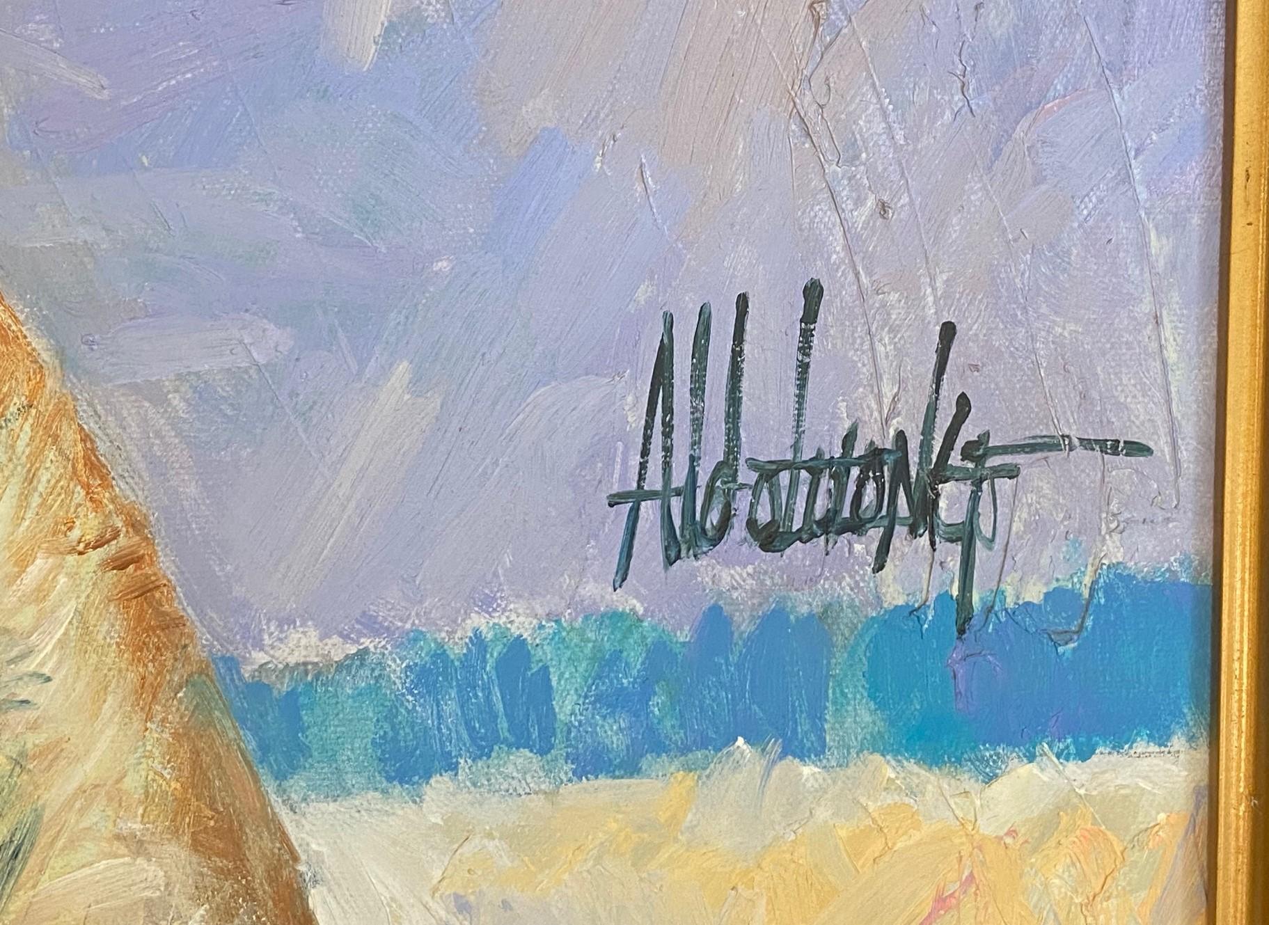 Aldo Luongo Firmado Original Italiano Argentino Óleo sobre Lienzo Pintura Amantes en venta 7