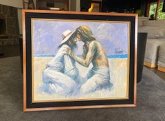 Aldo Luongo Signed Original Italian Argentinian Oil on Canvas Painting Lovers