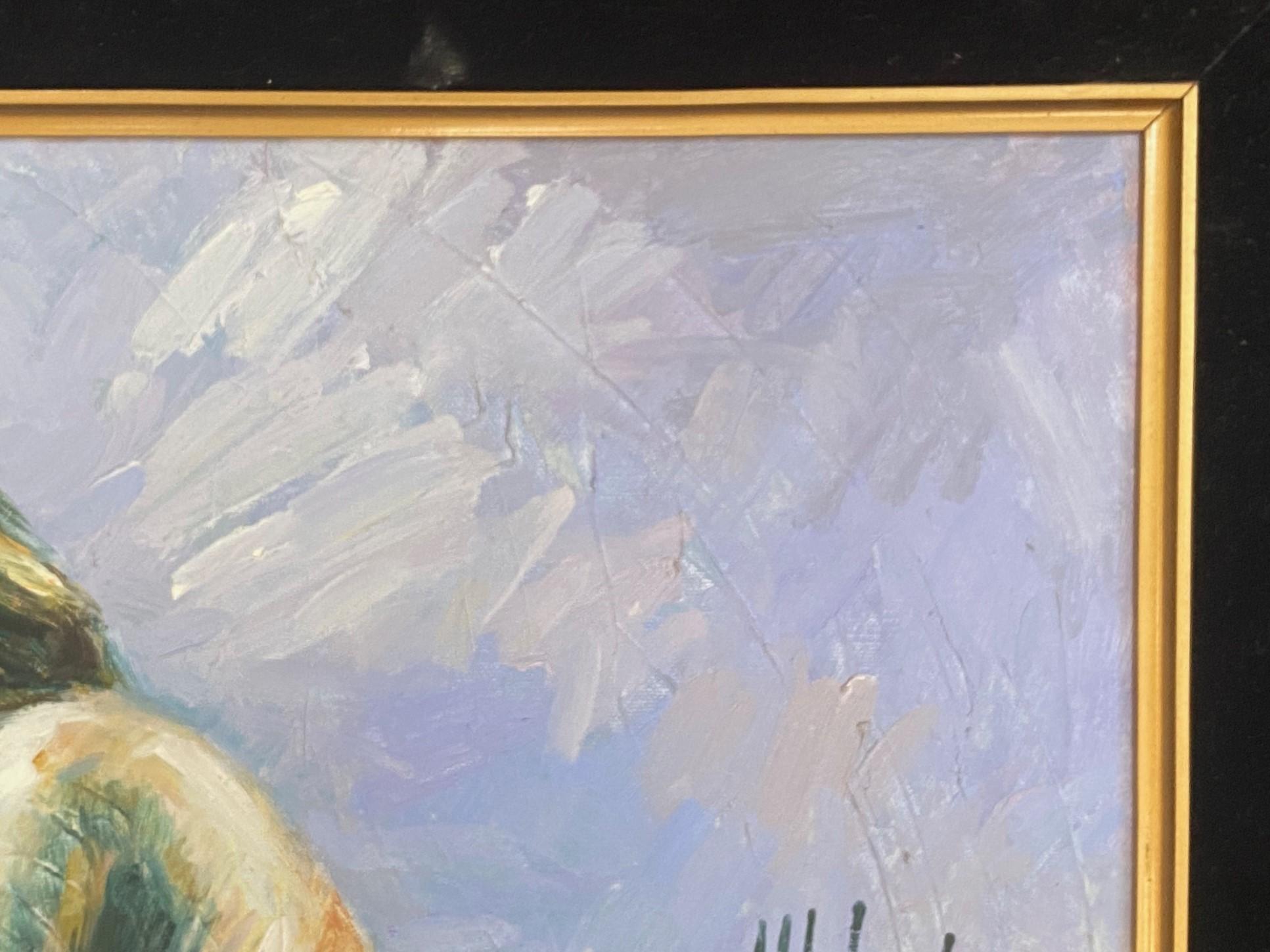 Aldo Luongo Firmado Original Italiano Argentino Óleo sobre Lienzo Pintura Amantes en venta 3