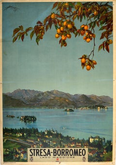 Original Vintage Italy Travel Poster Stresa Borromeo Lake Maggiore Islands ENIT
