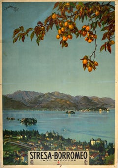 Poster di viaggio originale d'epoca Stresa Borromeo Lago Maggiore Isole ENIT