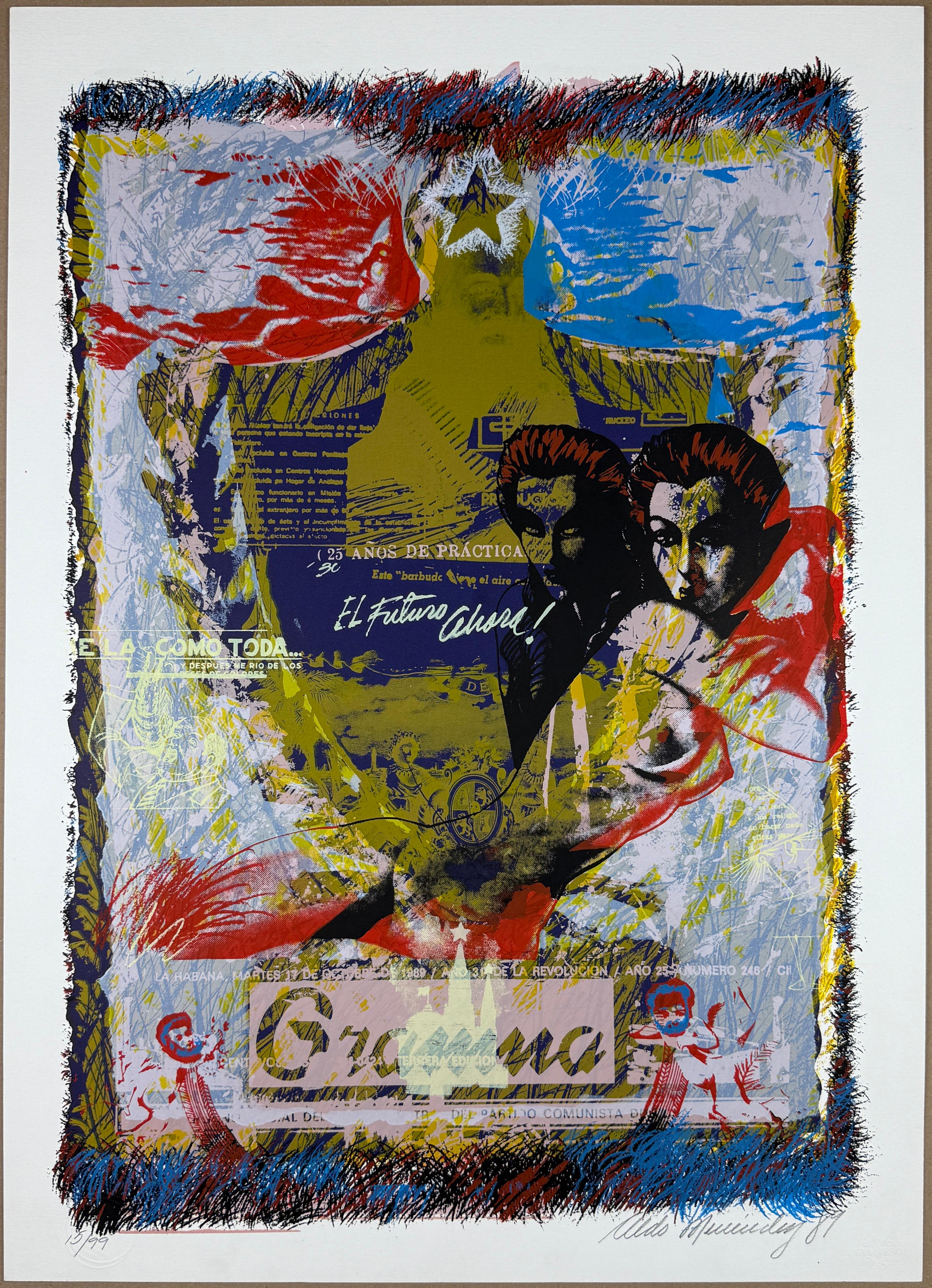Artista cubano firmato in edizione limitata, stampa d'arte originale in serigrafia - Print di Aldo Menendez
