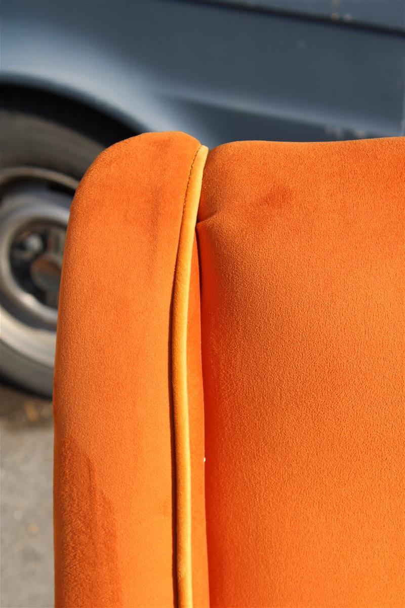 Aldo Morbelli Armchair Orange Yellow Italian Mid-century Design 1950s Brass   For Sale 4