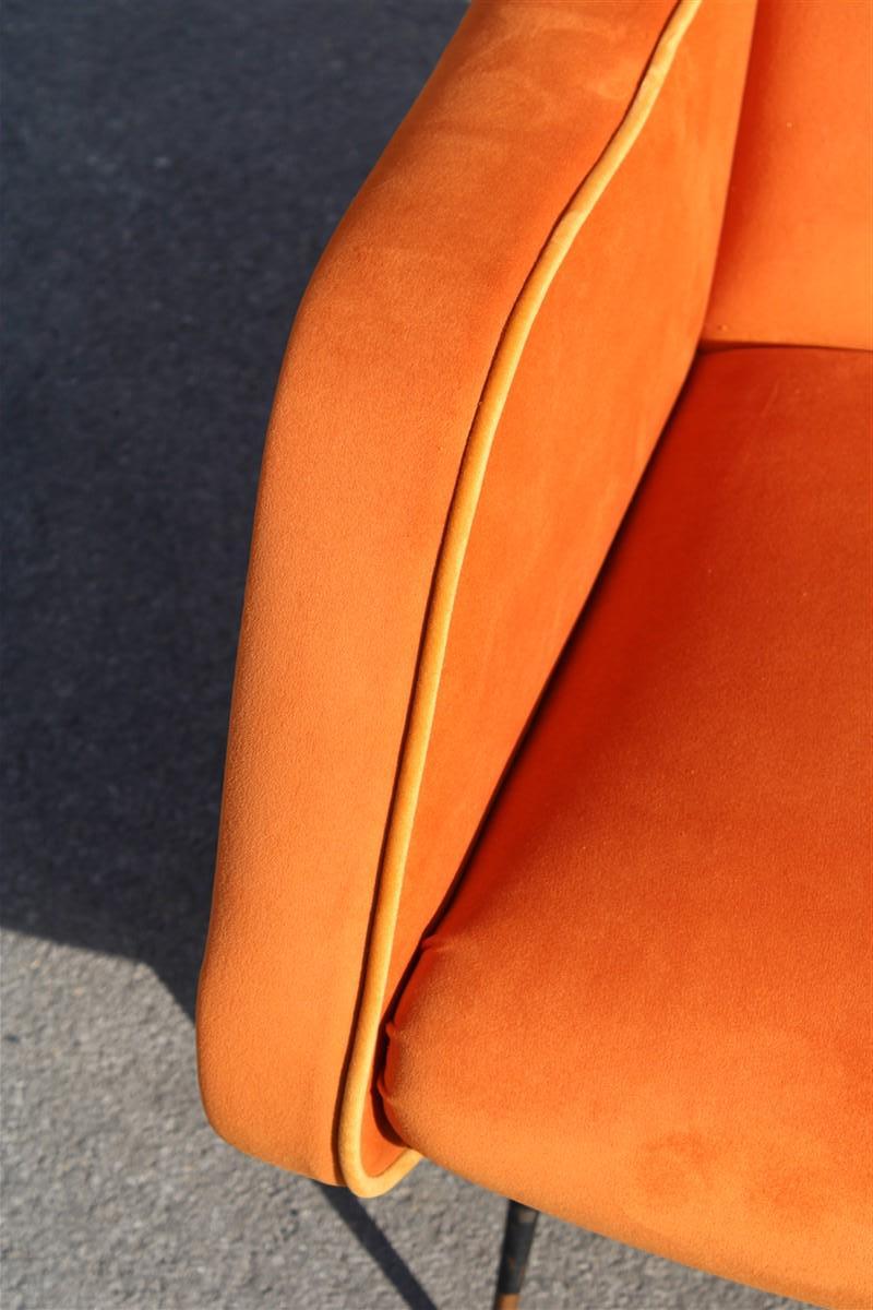 Aldo Morbelli Armchair Orange Yellow Italian Mid-century Design 1950s Brass   For Sale 3