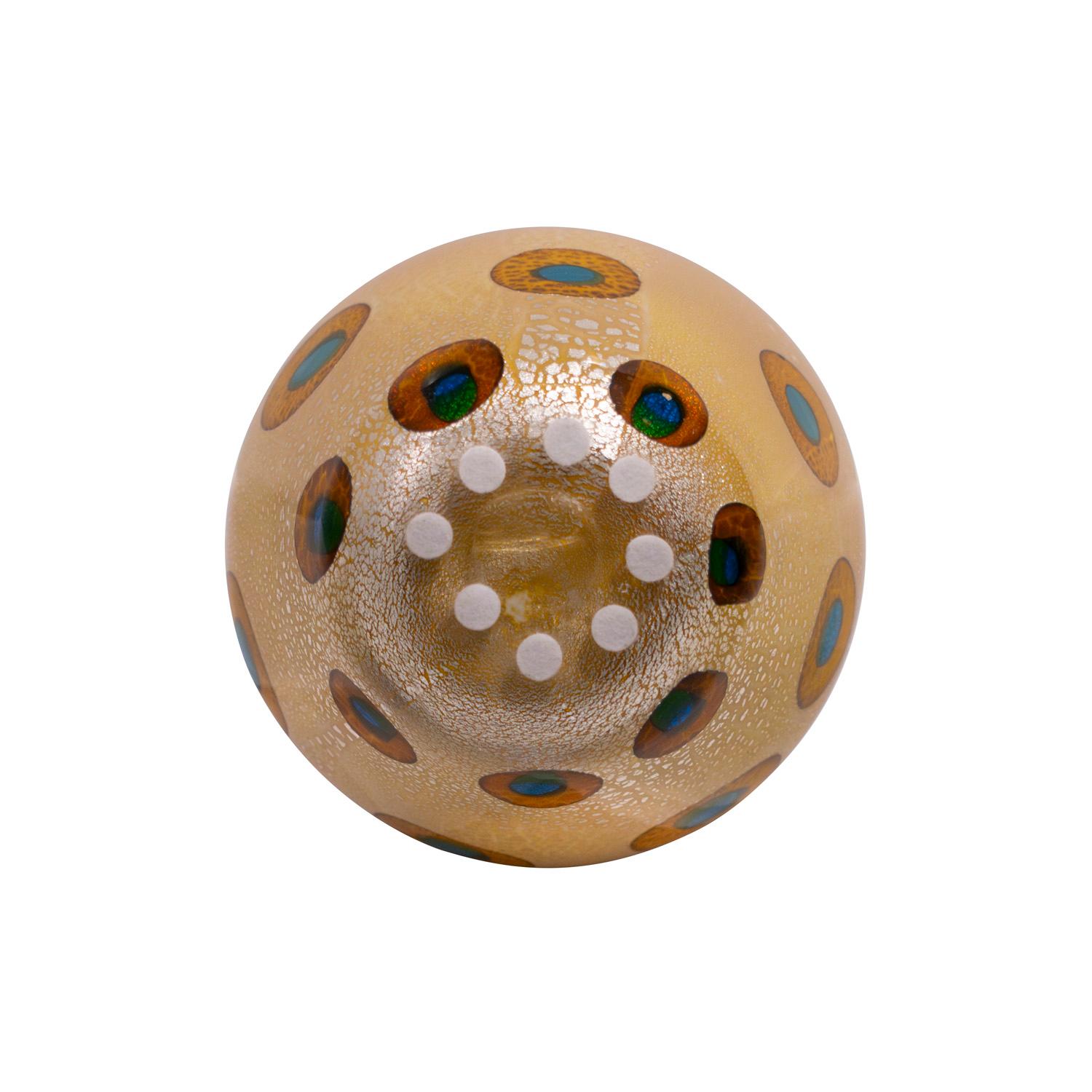 Aldo Nason Hand-Blown Vase in Amber Glass with Murrhines and Silver Foil 1950s In Excellent Condition For Sale In New York, NY
