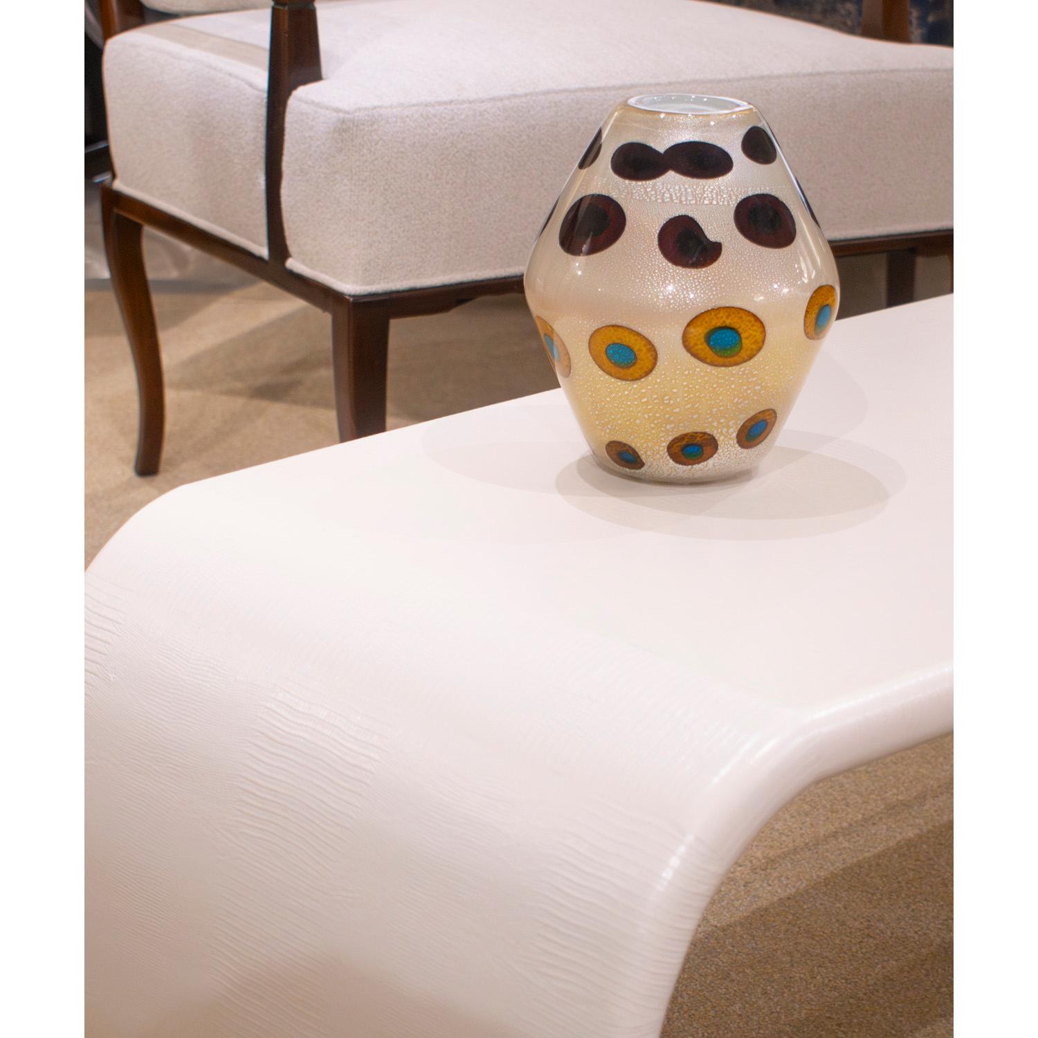 Murano Glass Aldo Nason Hand-Blown Vase in Amber Glass with Murrhines and Silver Foil 1950s For Sale