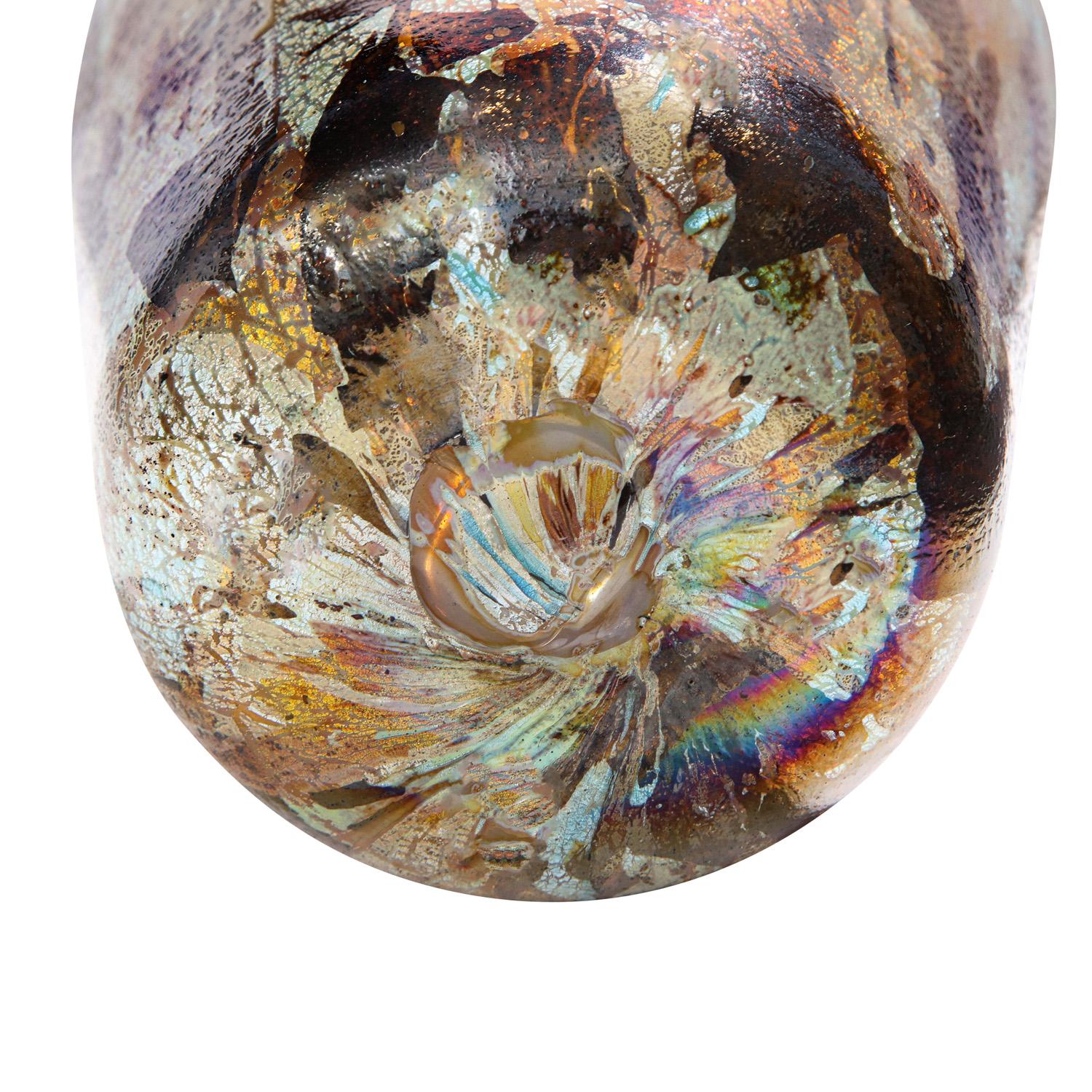 Hand-Crafted Aldo Nason Handblown Glass Vase with Gold and Silver Foil 1960s For Sale
