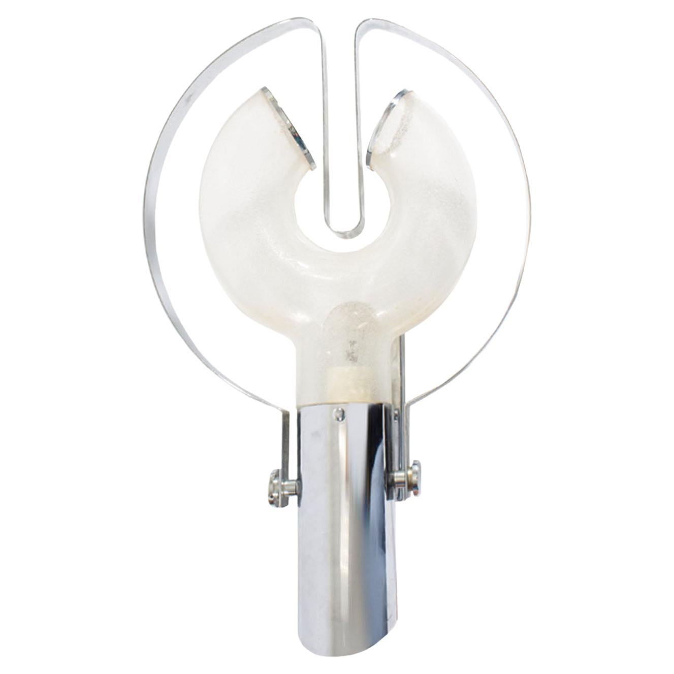 Aldo Nason Mazzega Italian Chrome and Glass Wall Sconce For Sale