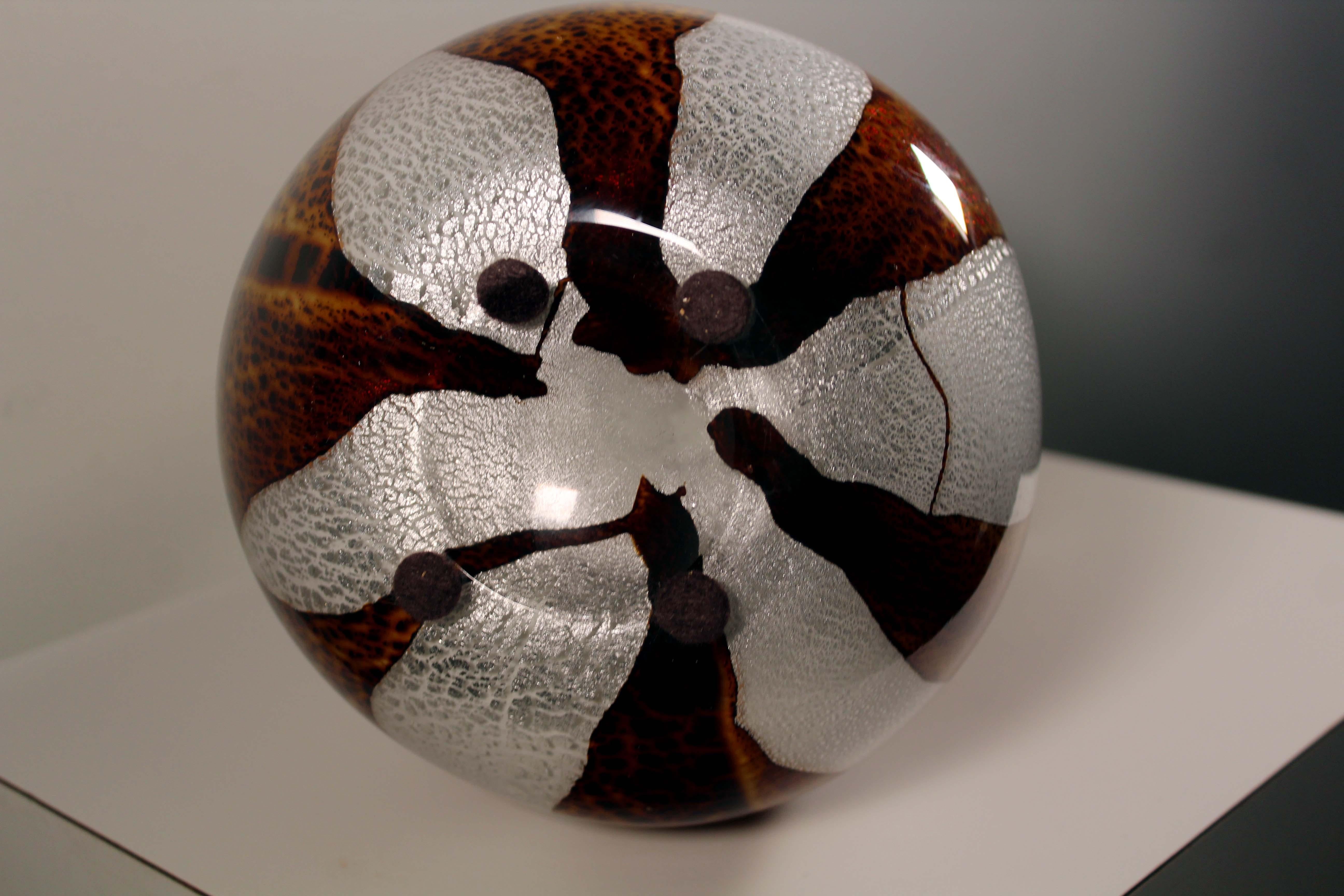 Aldo Nason Mid-Century Modern Handblown Glass with Amber Swirl Pattern 3 Tubular 5