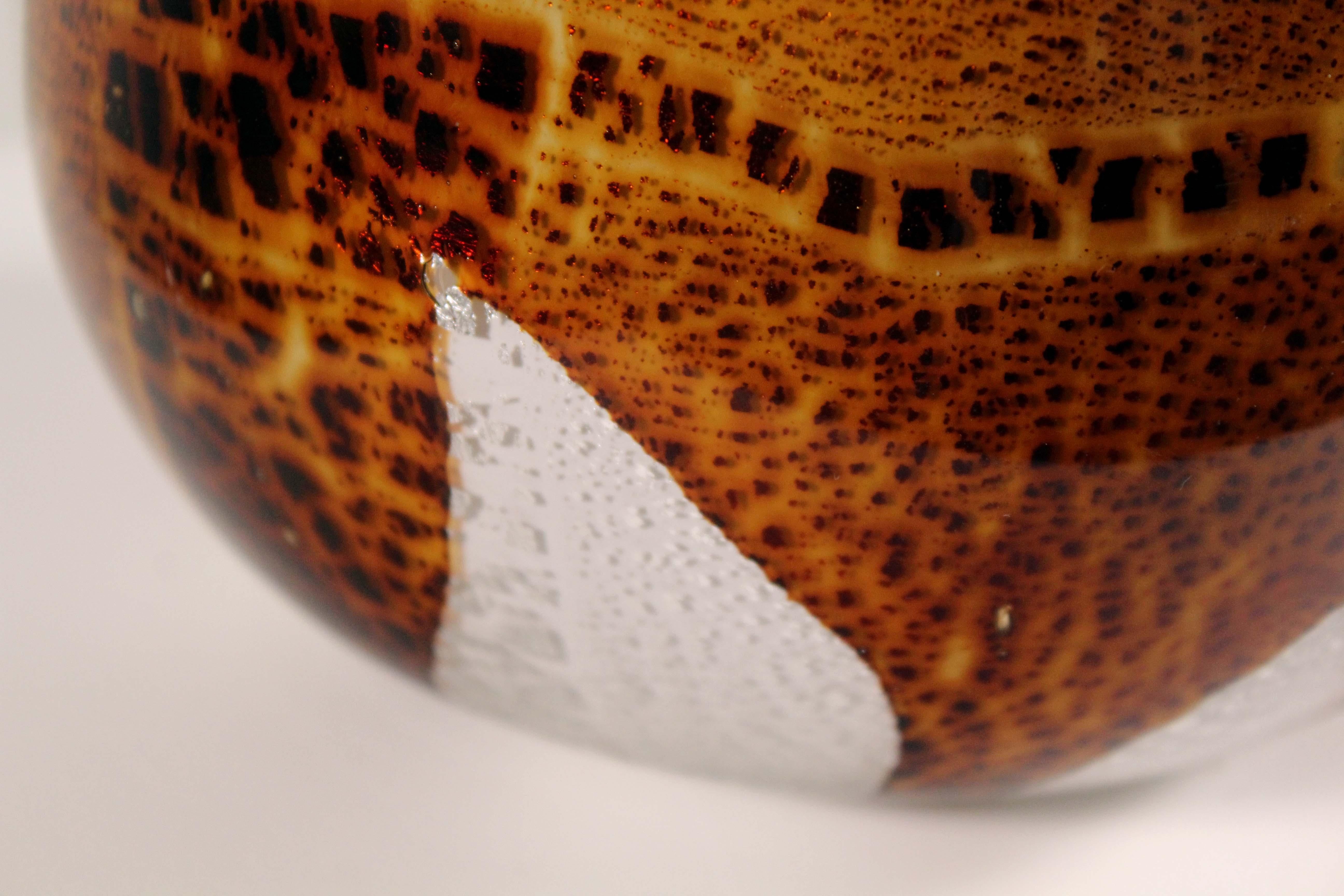 Aldo Nason Mid-Century Modern Handblown Glass with Amber Swirl Pattern 3 Tubular 2