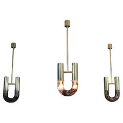 Aldo Nason trois lampes suspendues des années 70 produites par Mazzega